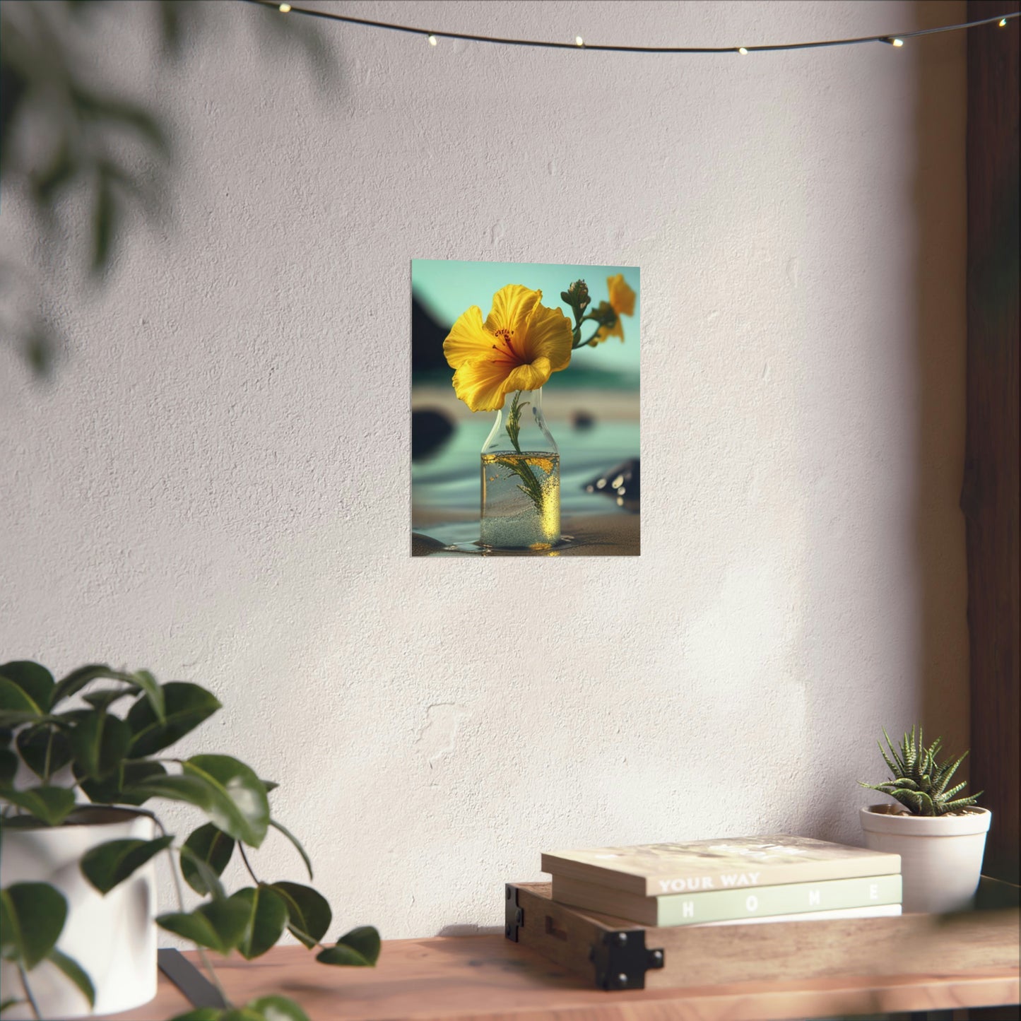 Premium Matte Vertical Posters Yellow Hibiscus glass 3