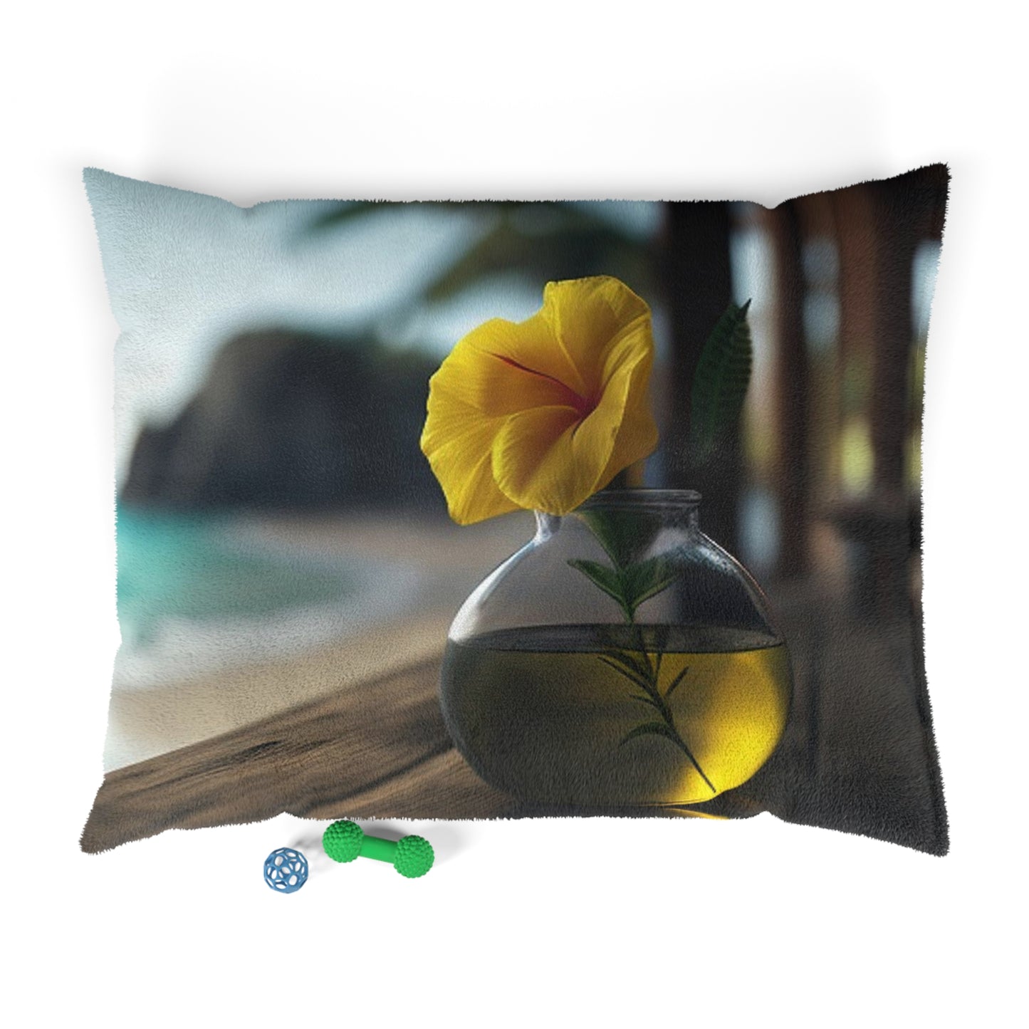 Pet Bed Yellow Hibiscus Wood 3