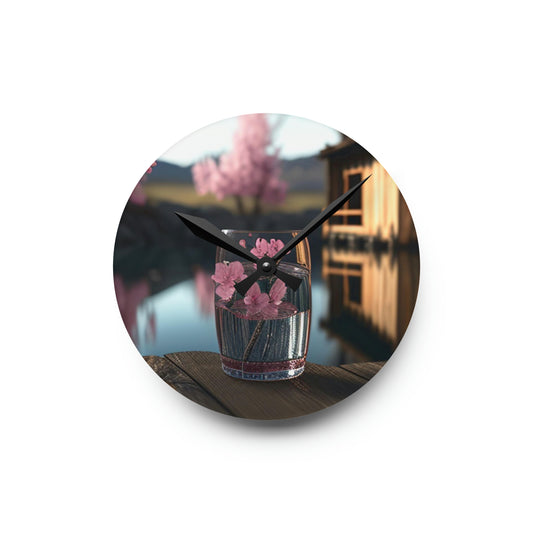 Acrylic Wall Clock Cherry Blossom 1