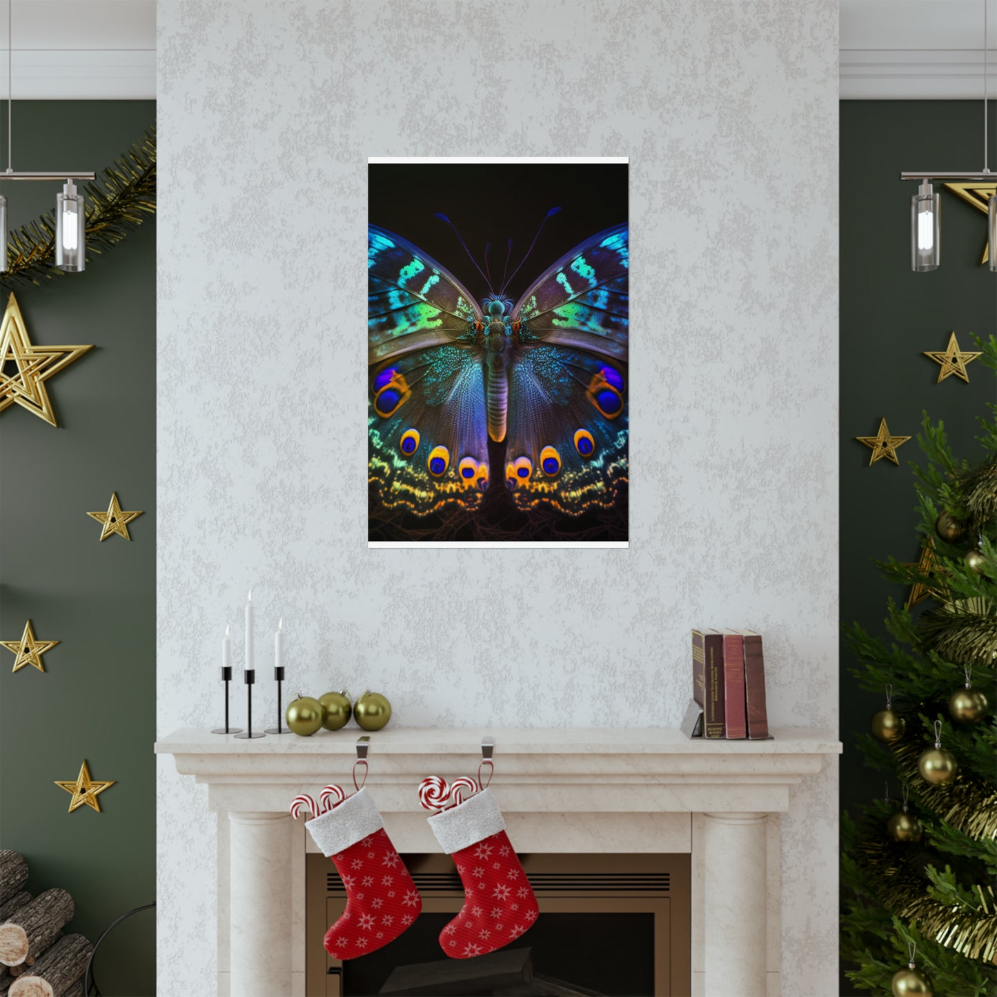 Premium Matte Vertical Posters Neon Hue Butterfly 3