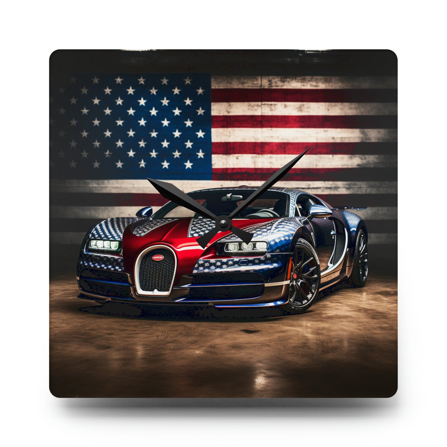 Acrylic Wall Clock Bugatti American Flag 1