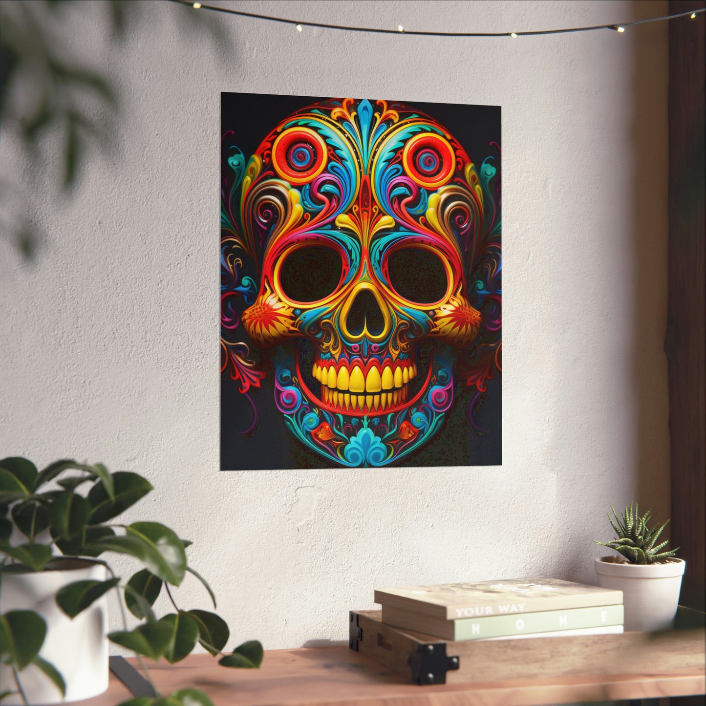 Premium Matte Vertical Posters Macro Skull Color 1