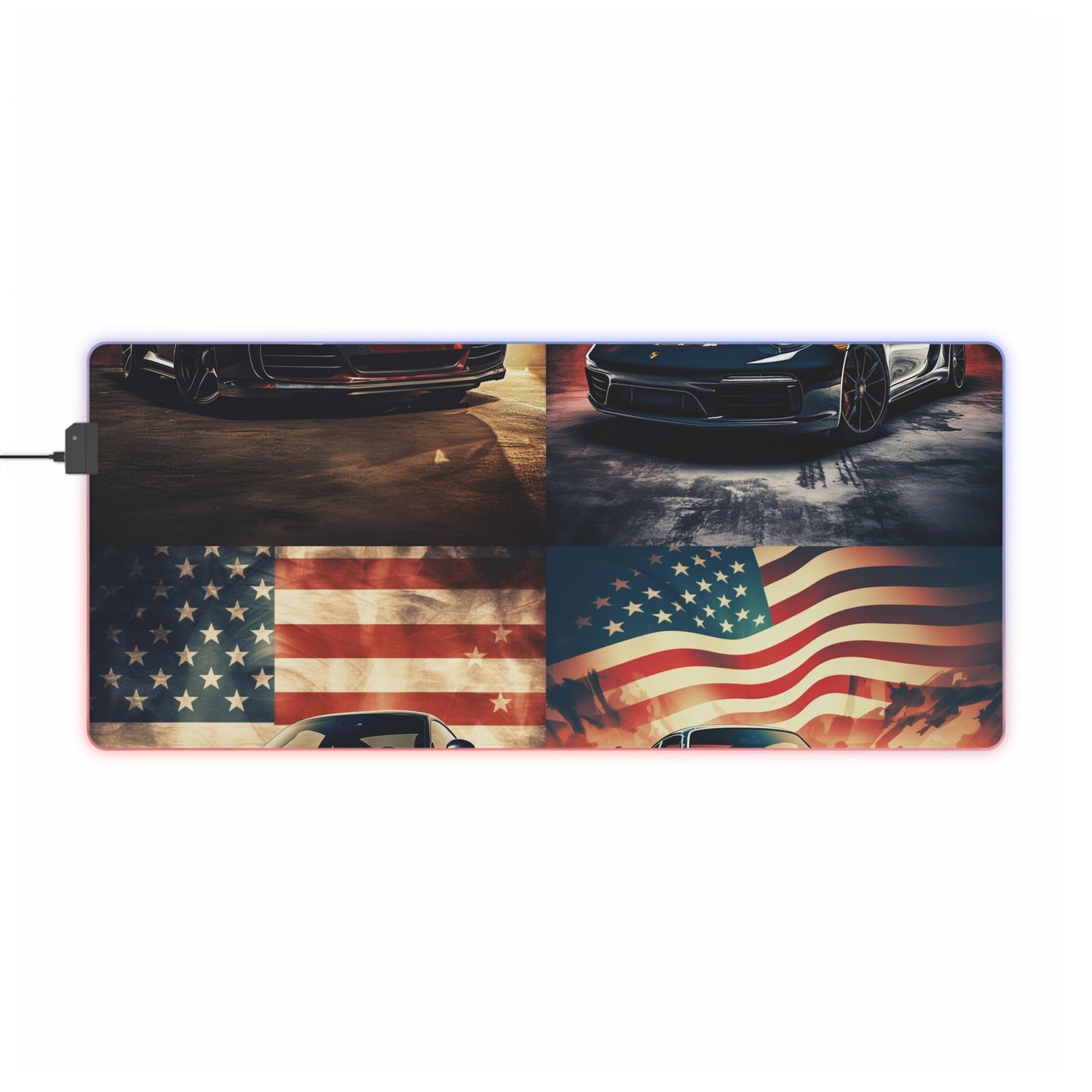 LED Gaming Mouse Pad Abstract American Flag Background Porsche 5