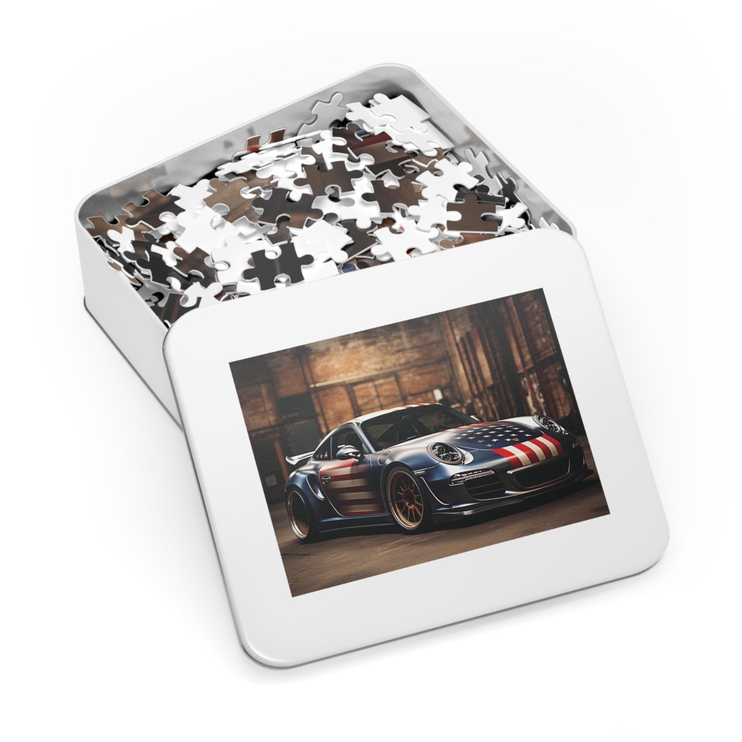 Jigsaw Puzzle (30, 110, 252, 500,1000-Piece) American Flag Porsche 1