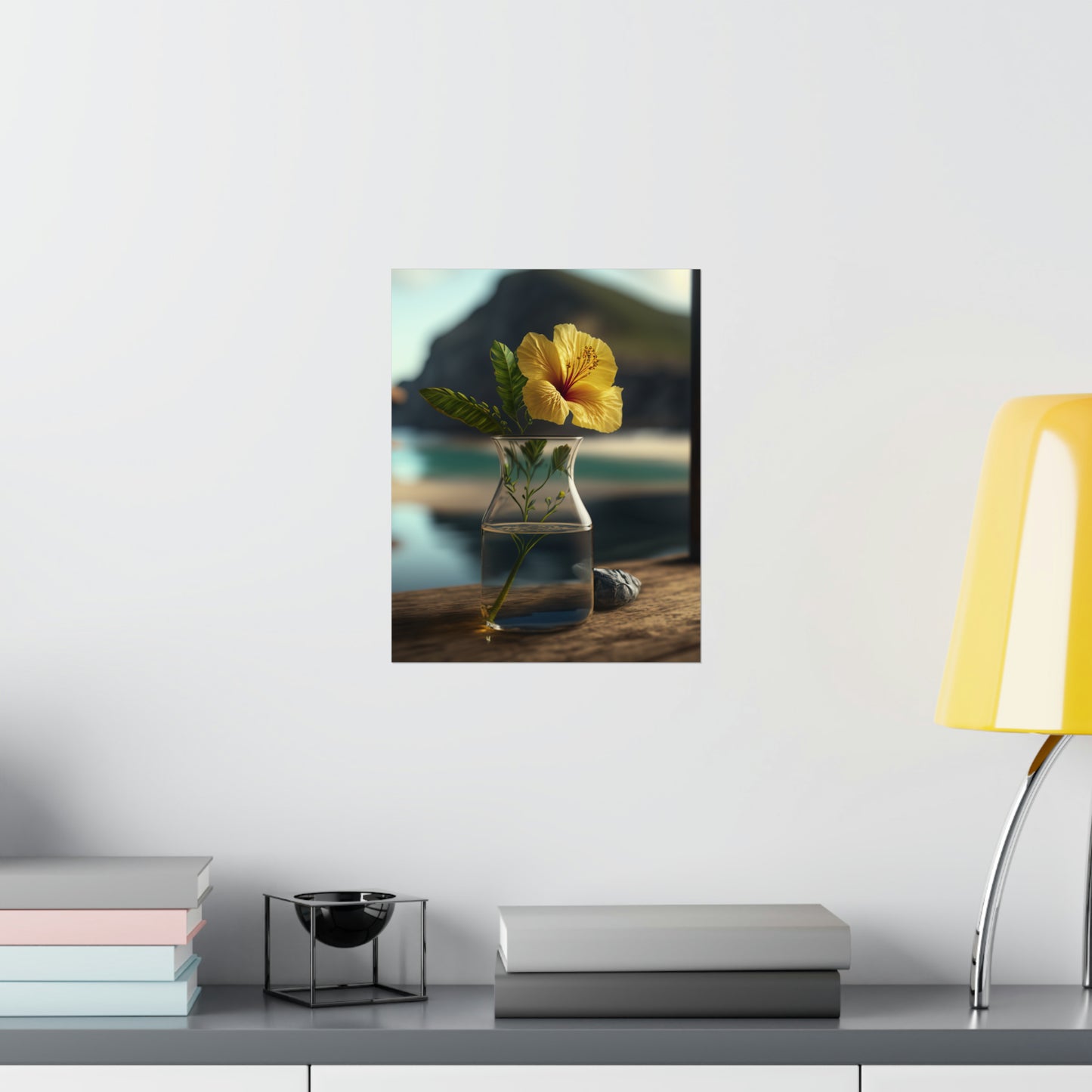 Premium Matte Vertical Posters Yellow Hibiscus Wood 4