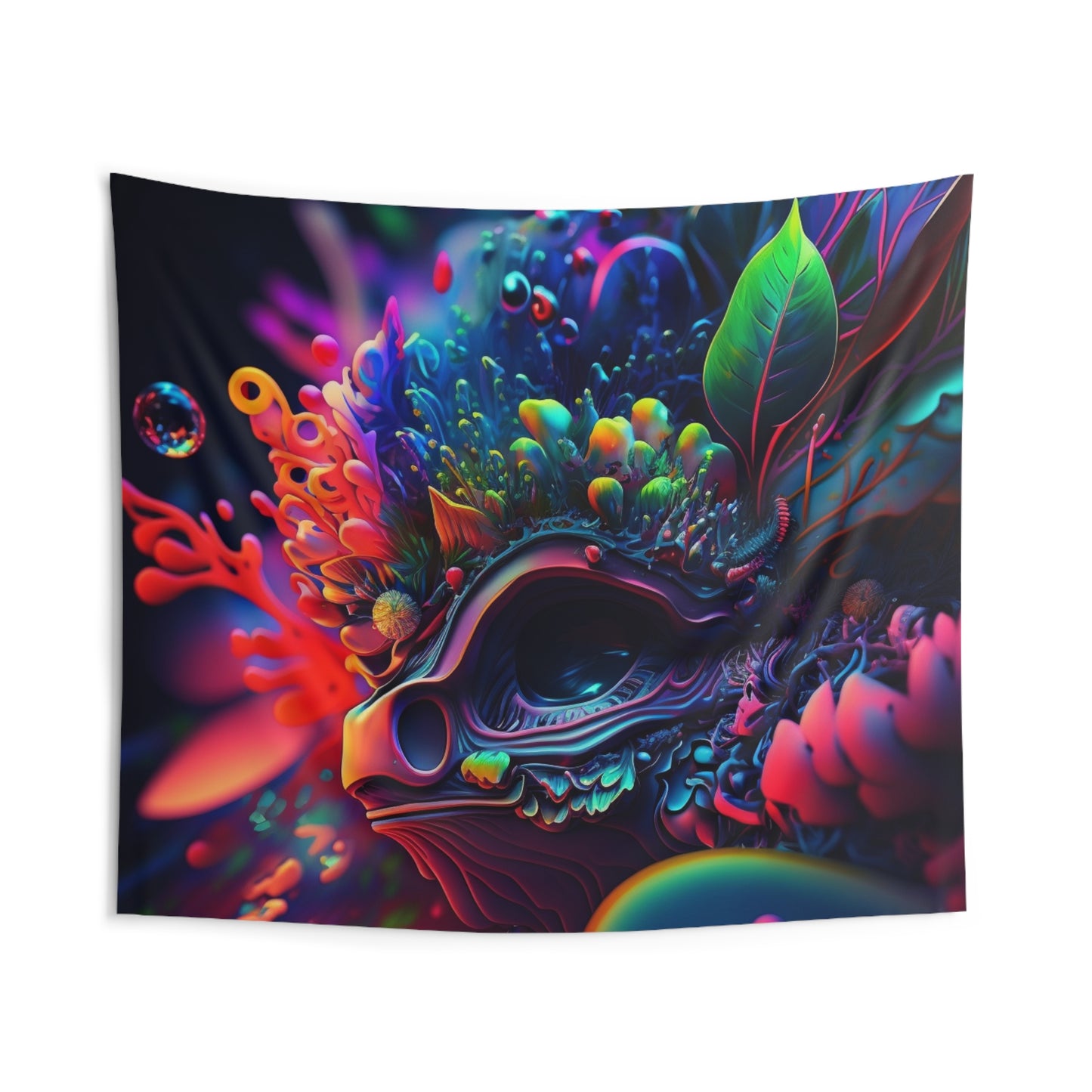 Indoor Wall Tapestries Florescent Skull Death 2