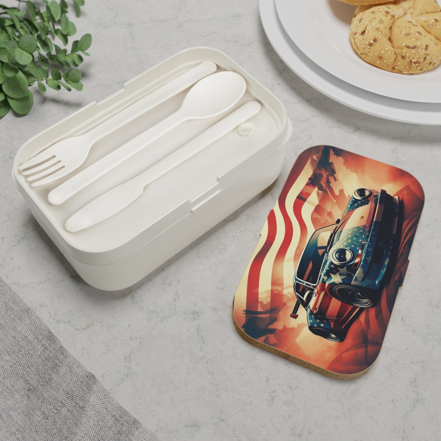 Bento Lunch Box Abstract American Flag Background Porsche 4