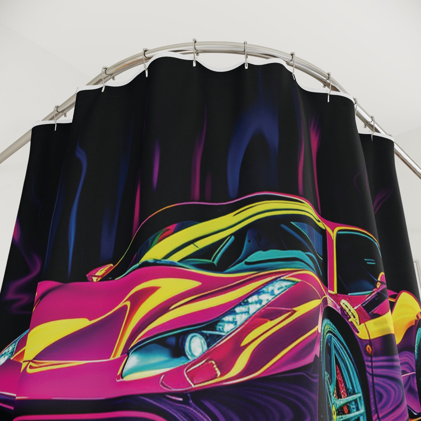 Polyester Shower Curtain Pink Ferrari Macro 2