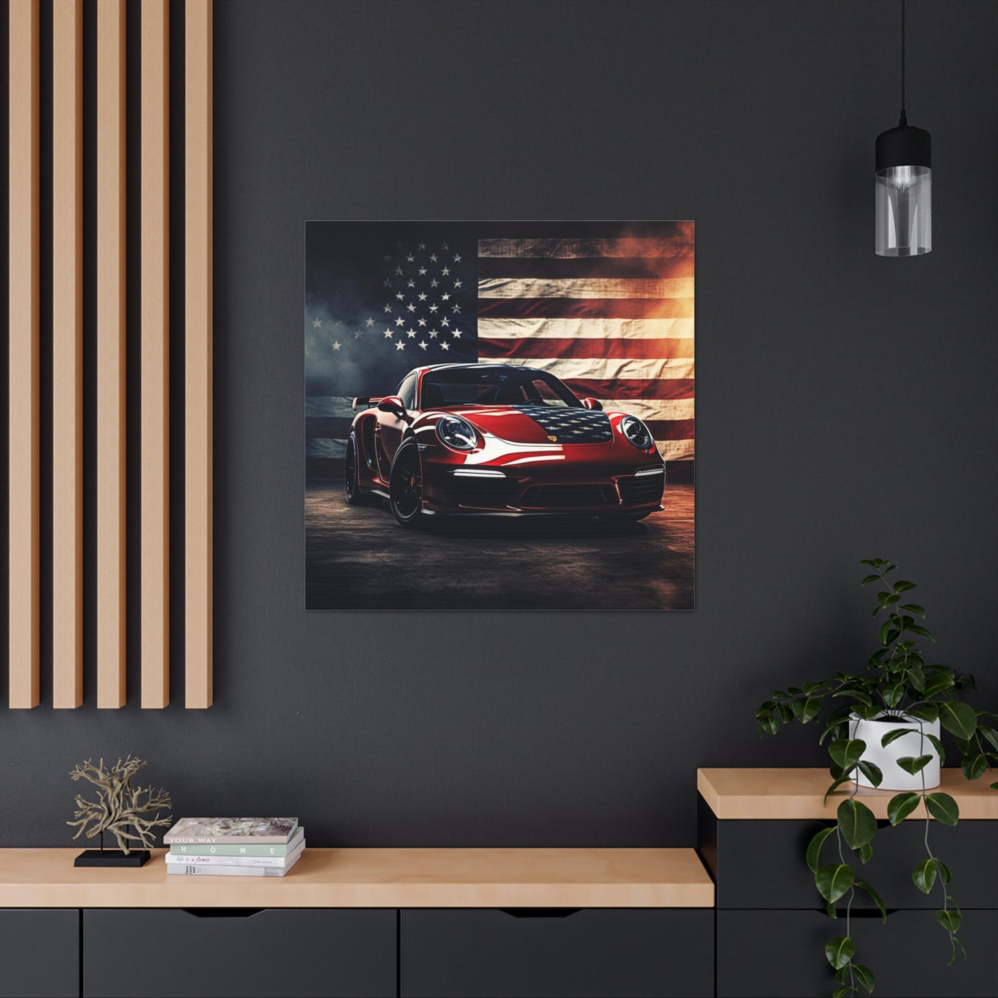 Canvas Gallery Wraps American Flag Background Porsche 2