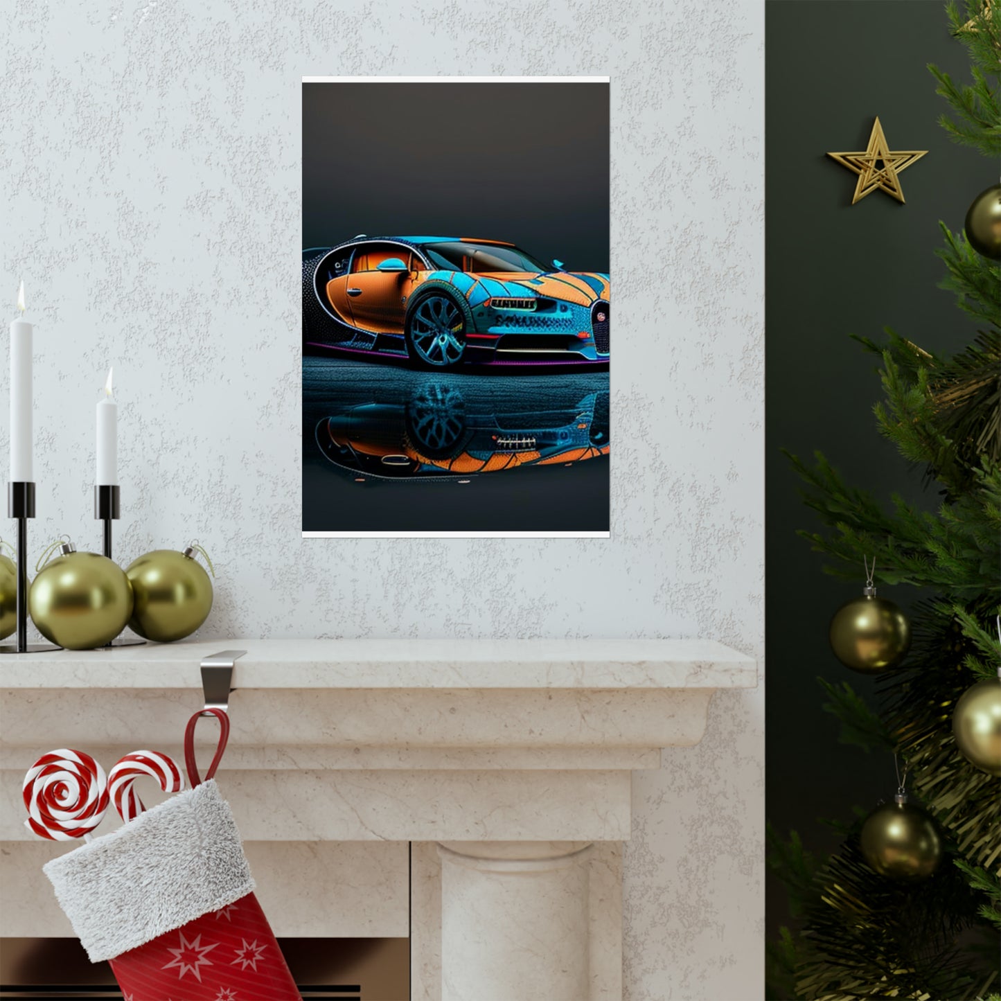 Premium Matte Vertical Posters Bugatti Blue 1