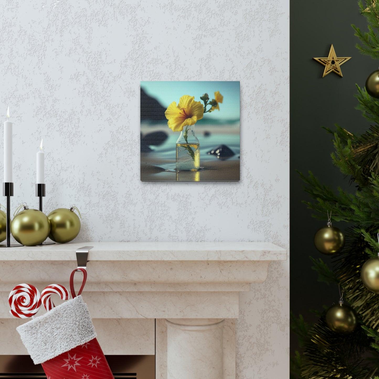 Canvas Gallery Wraps Yellow Hibiscus glass 3