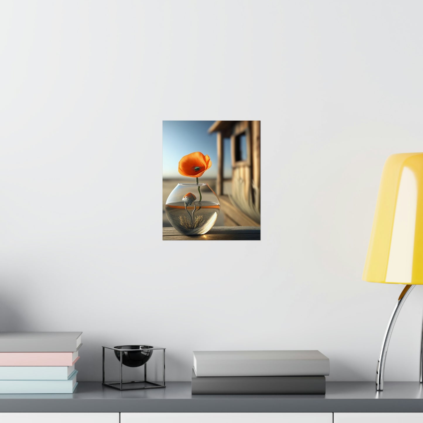 Premium Matte Vertical Posters Orange Poppy in a Vase 1