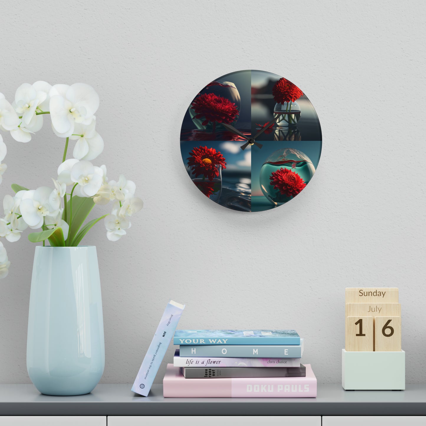 Acrylic Wall Clock Chrysanthemum 5