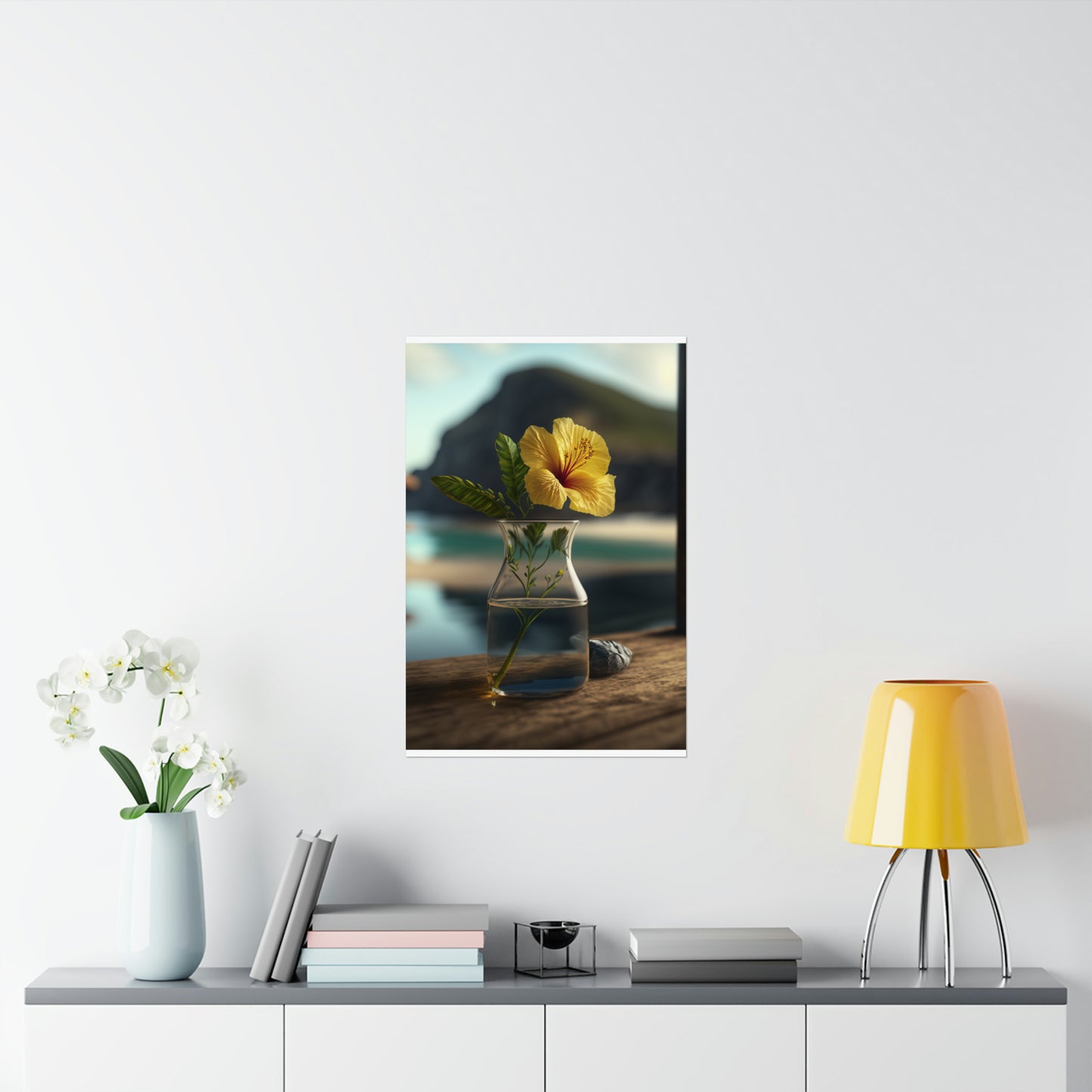 Premium Matte Vertical Posters Yellow Hibiscus Wood 4