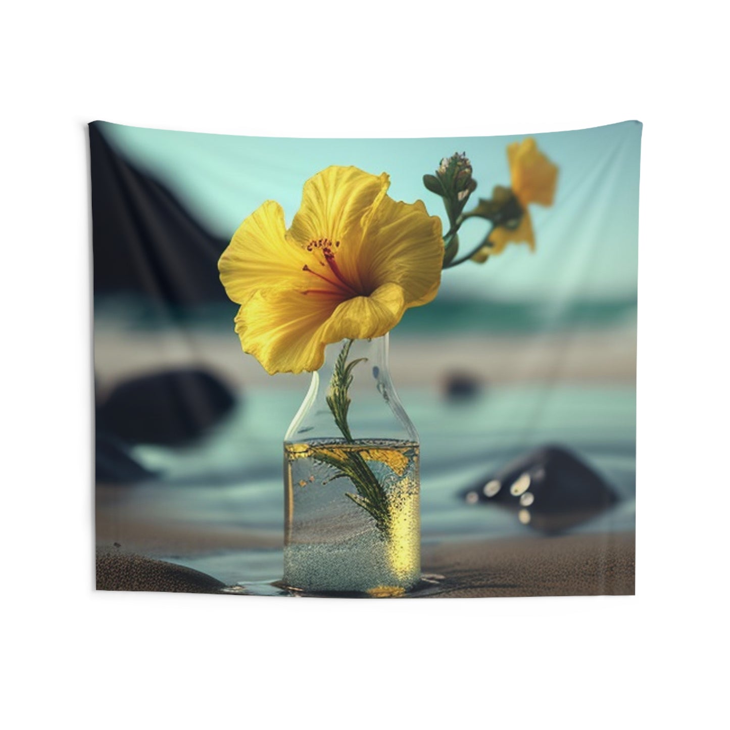 Indoor Wall Tapestries Yellow Hibiscus glass 3