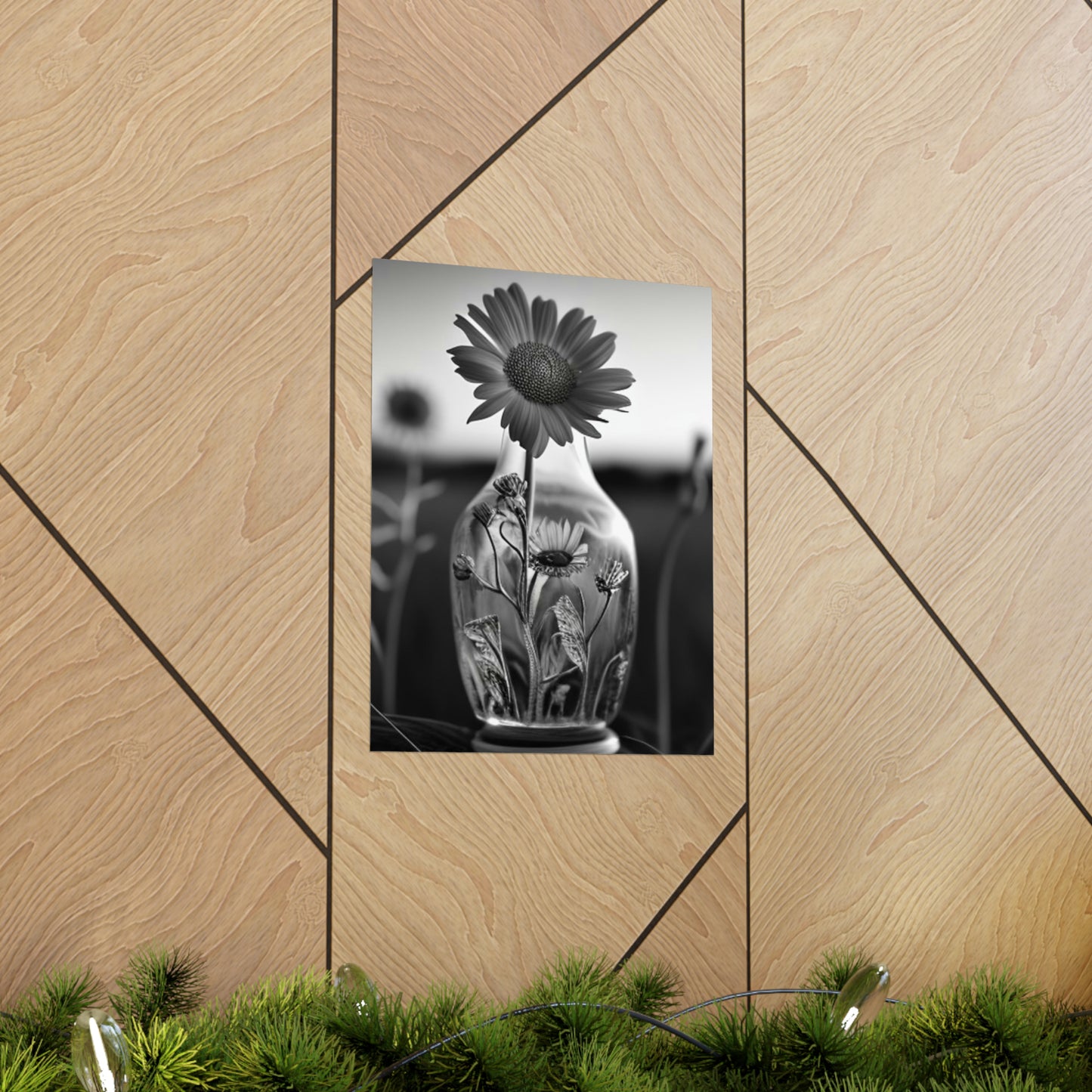 Premium Matte Vertical Posters Yellw Sunflower in a vase 2