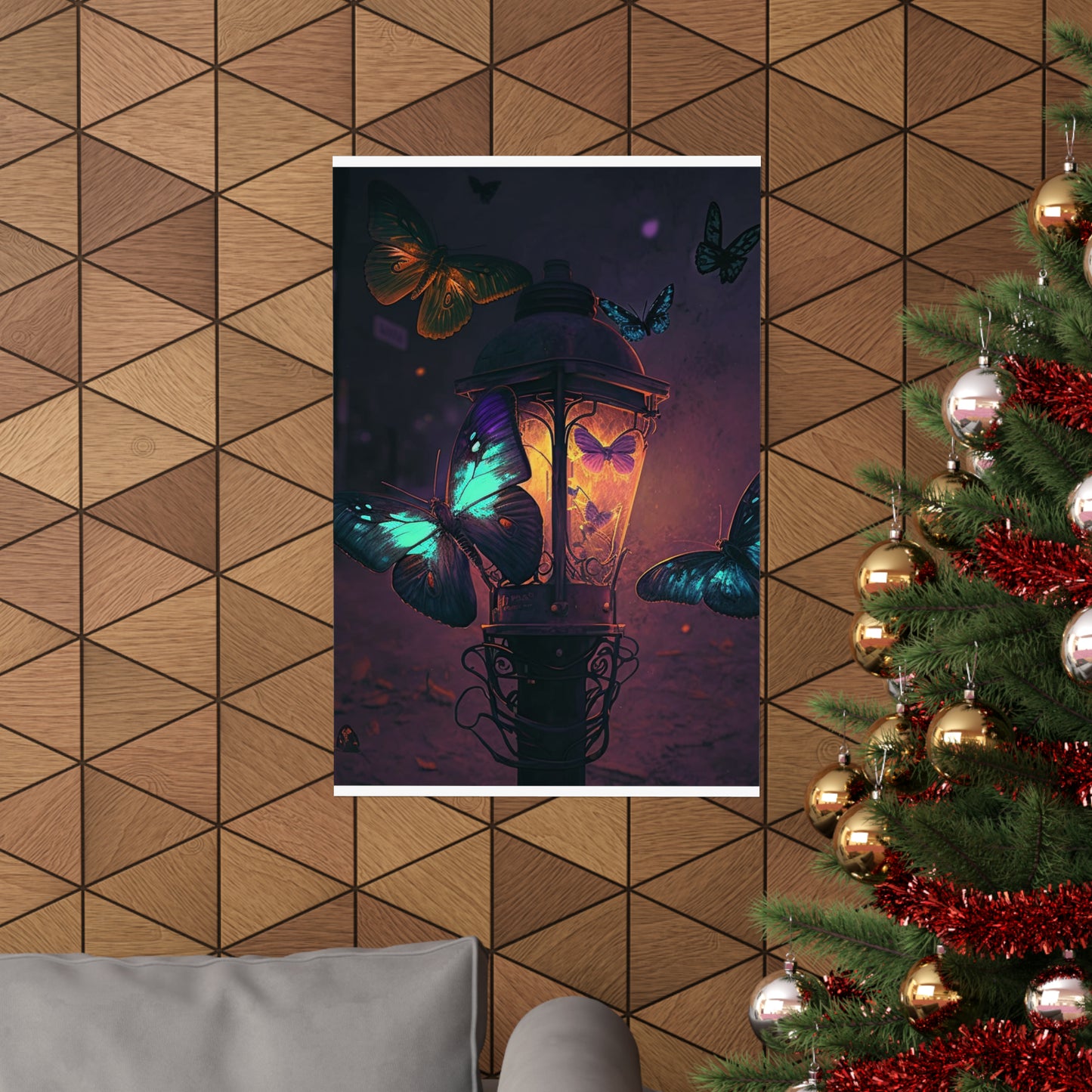 Premium Matte Vertical Posters Street Light Butterfly 4