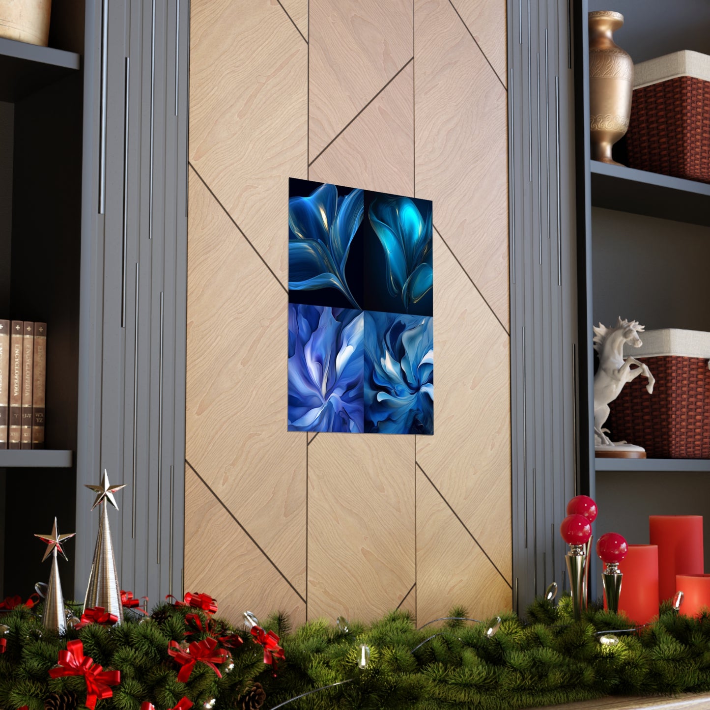 Premium Matte Vertical Posters Abstract Blue Tulip 5