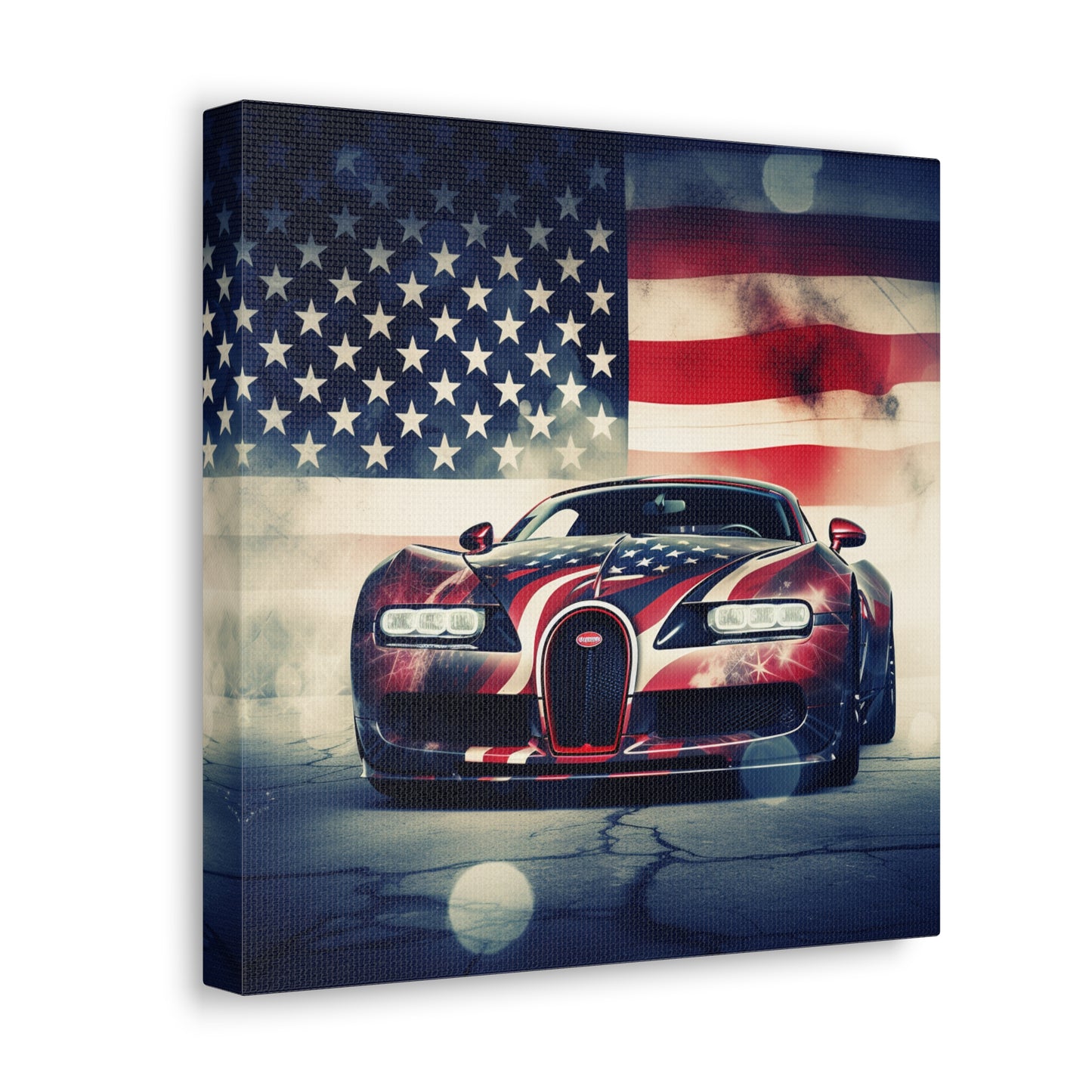 Canvas Gallery Wraps Abstract American Flag Background Bugatti 1