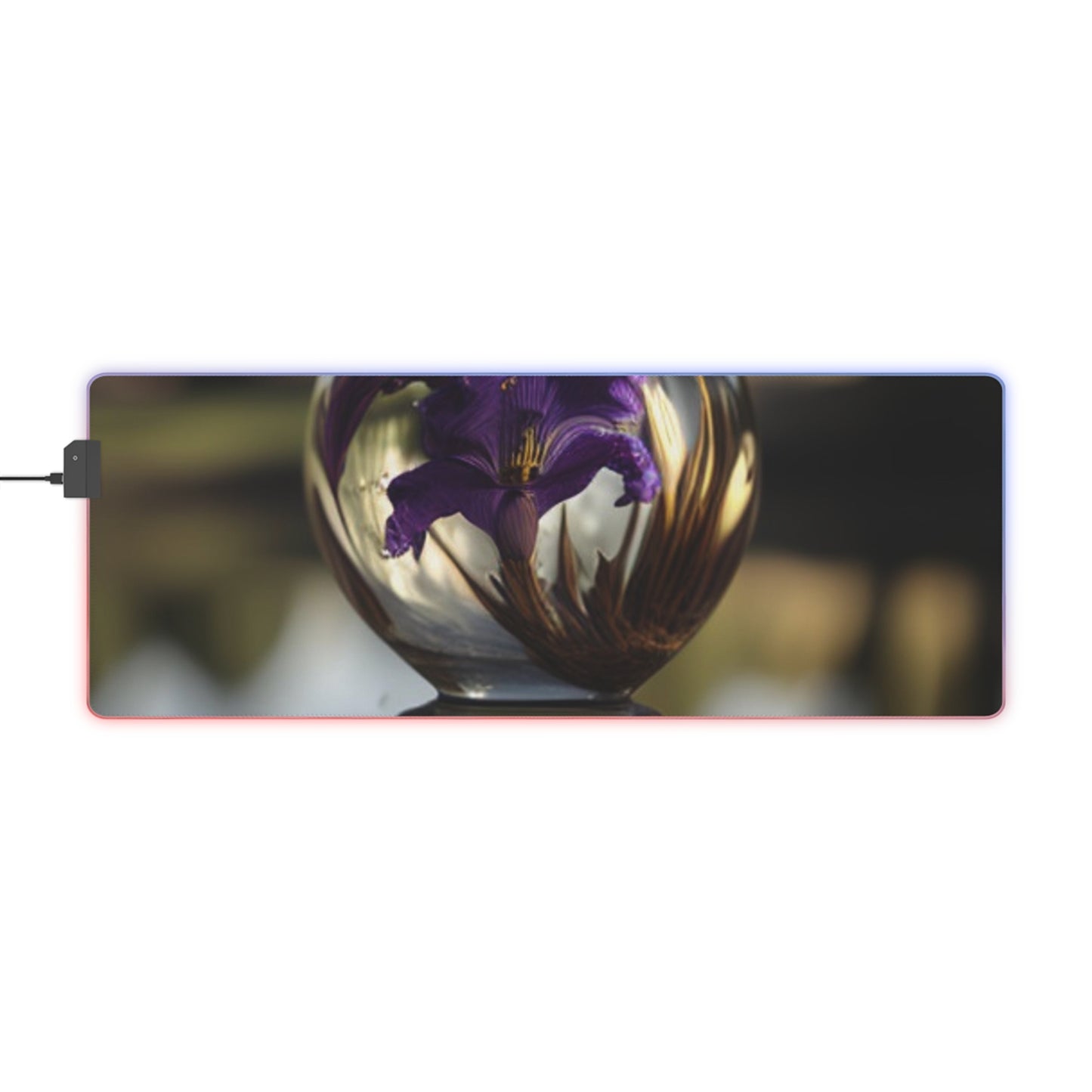 LED Gaming Mouse Pad Purple Iris in a vase 2