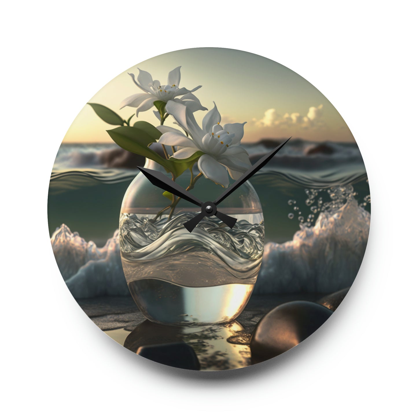 Acrylic Wall Clock Jasmine glass vase 2