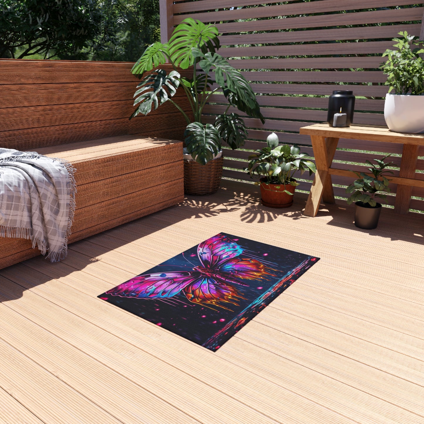 Outdoor Rug  Pink Butterfly Flair 2