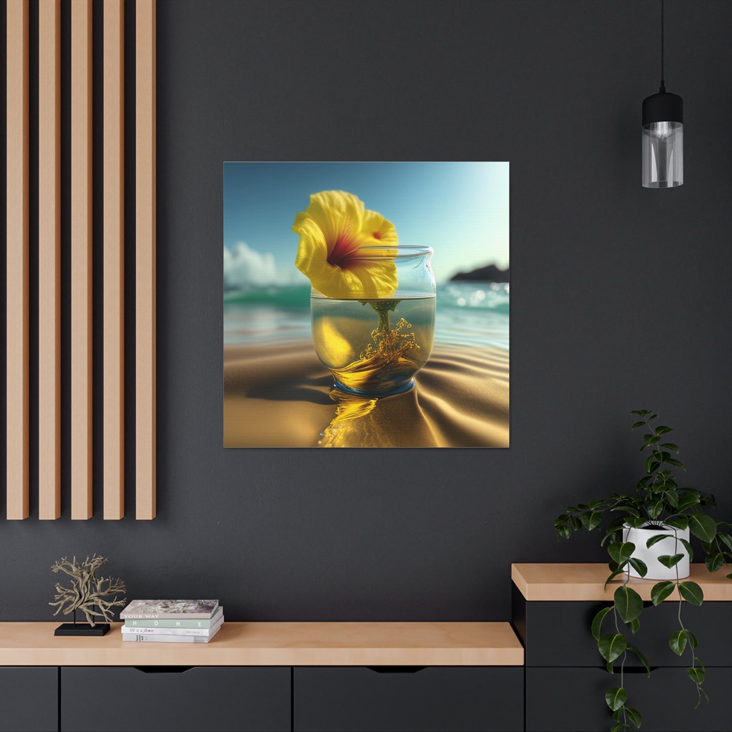Canvas Gallery Wraps Yellow Hibiscus glass 1