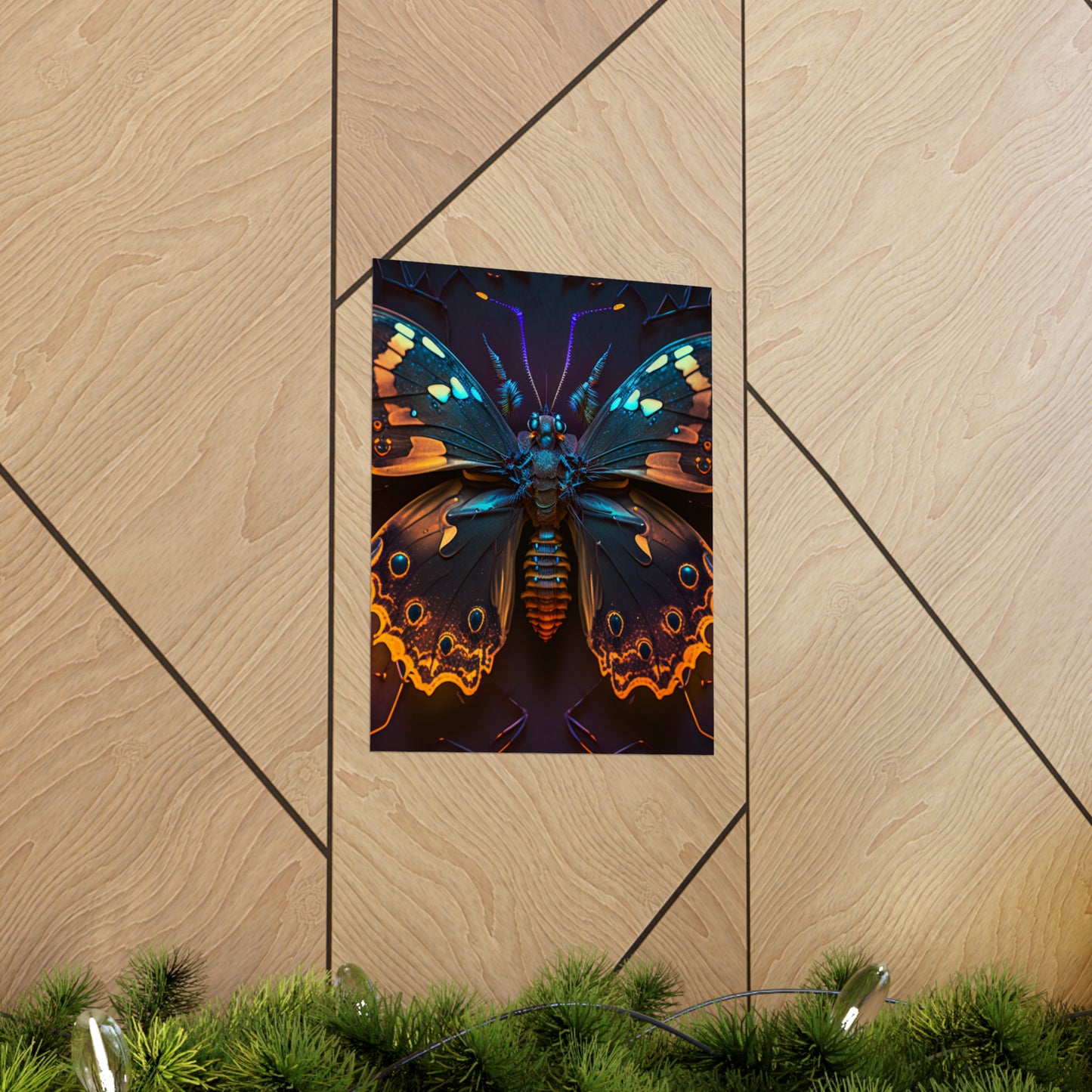 Premium Matte Vertical Posters Neon Hue Butterfly 2