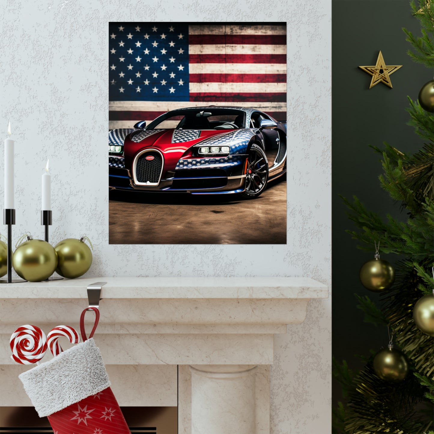 Premium Matte Vertical Posters Bugatti American Flag 1