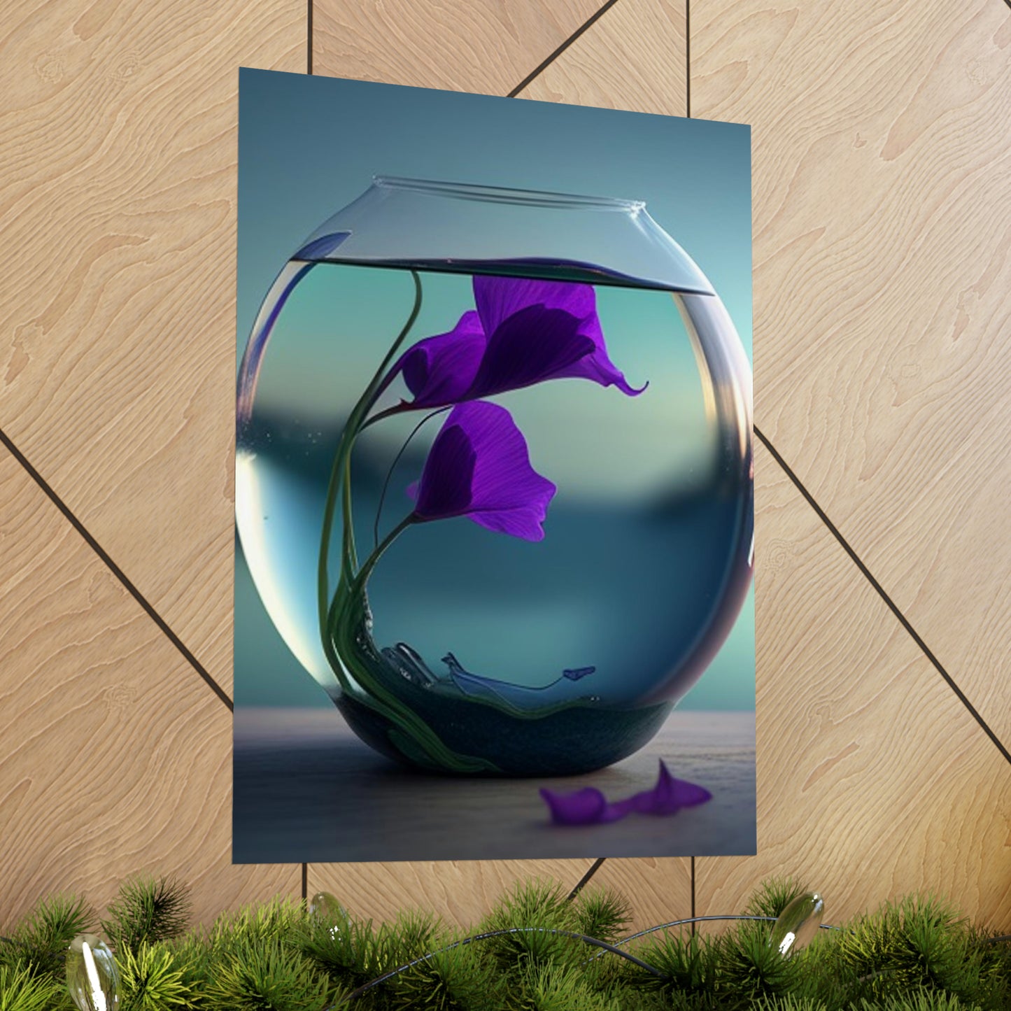 Premium Matte Vertical Posters Purple Sweet pea in a vase 2