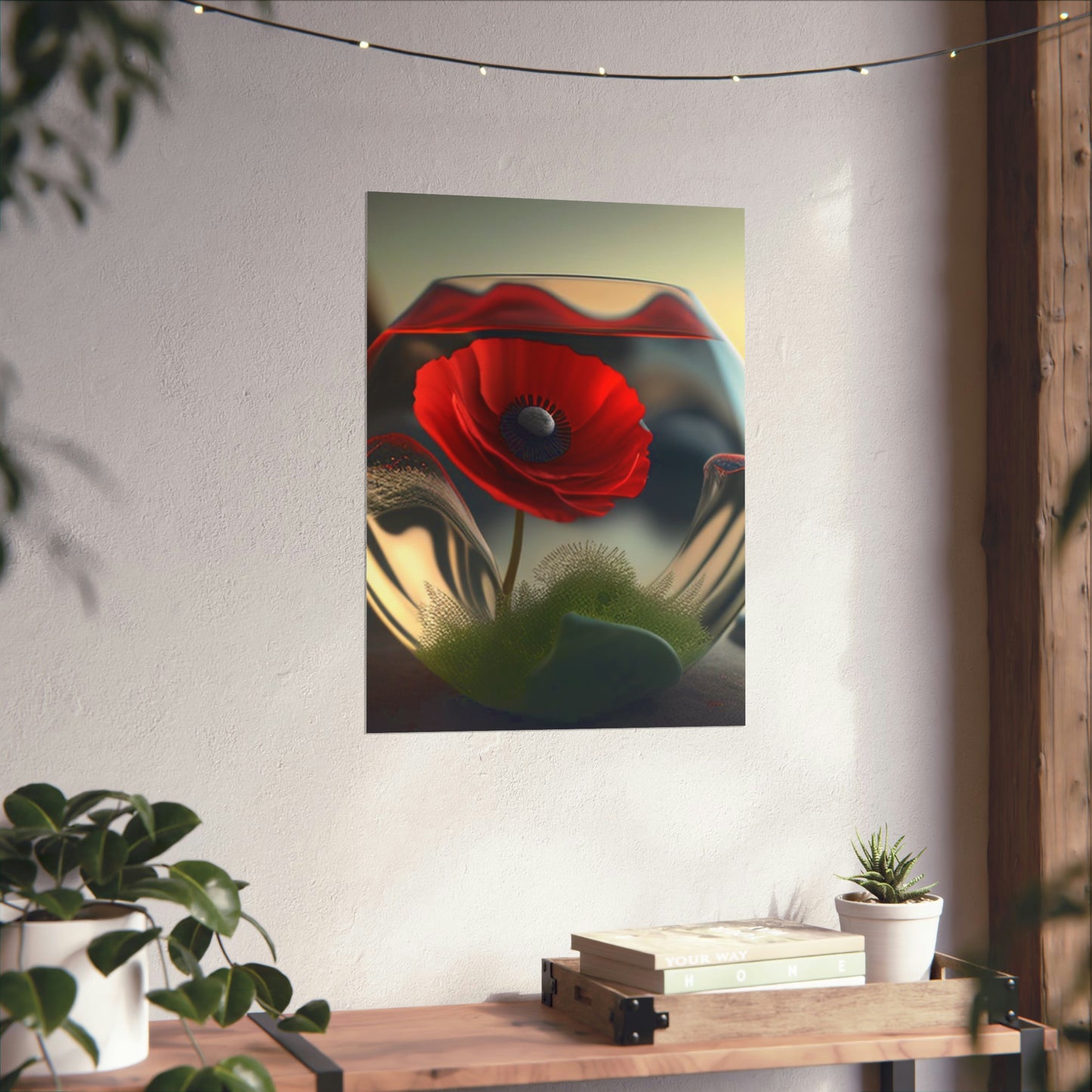 Premium Matte Vertical Posters Red Anemone in a Vase 3