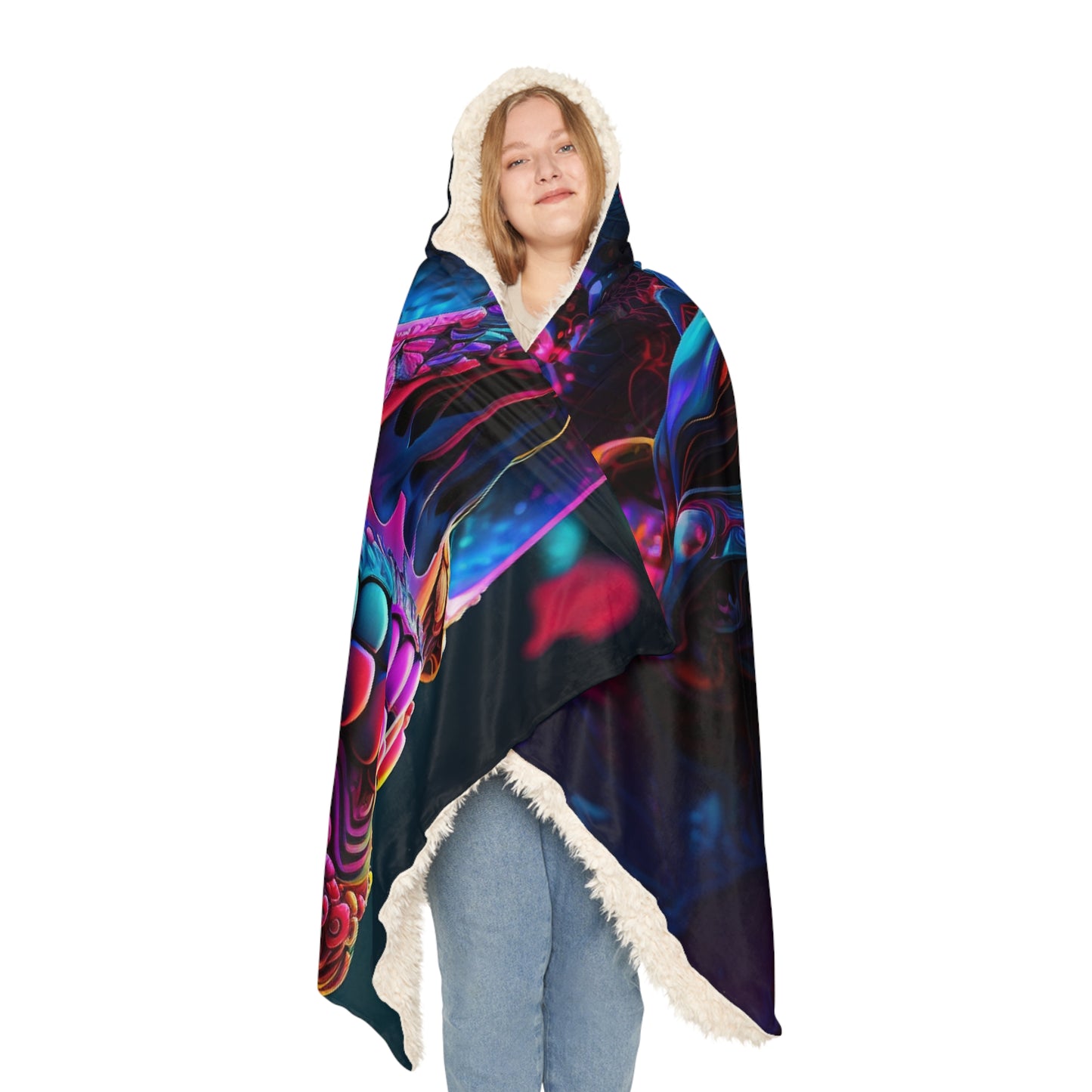 Snuggle Hooded Blanket Florescent Skull Death 3