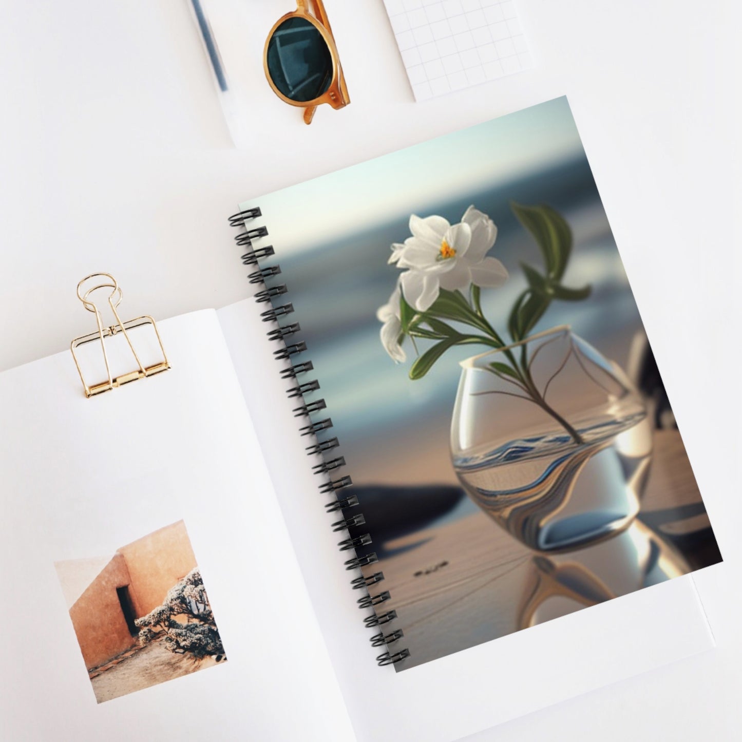 Spiral Notebook - Ruled Line Jasmine glass vase 3