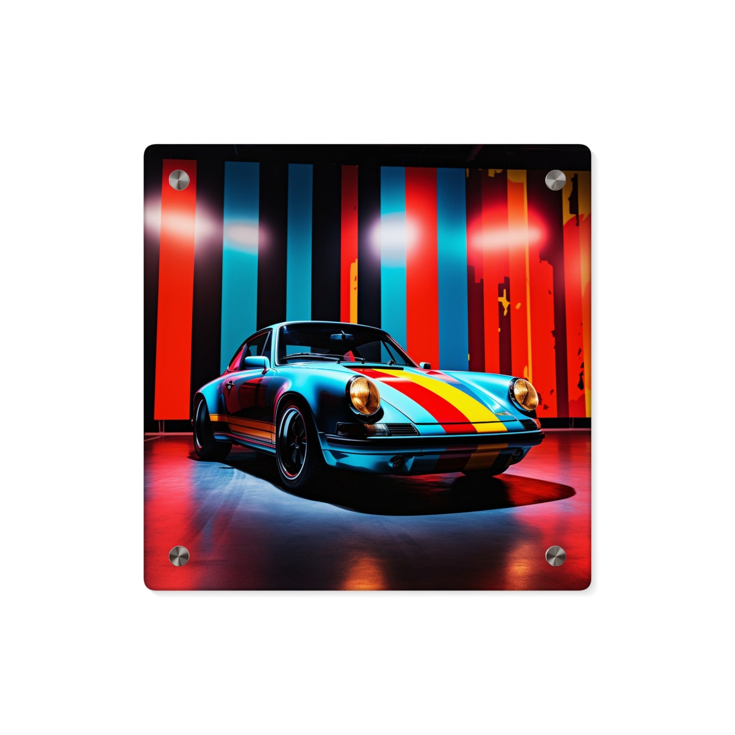 Acrylic Wall Art Panels Macro American Flag Porsche 3