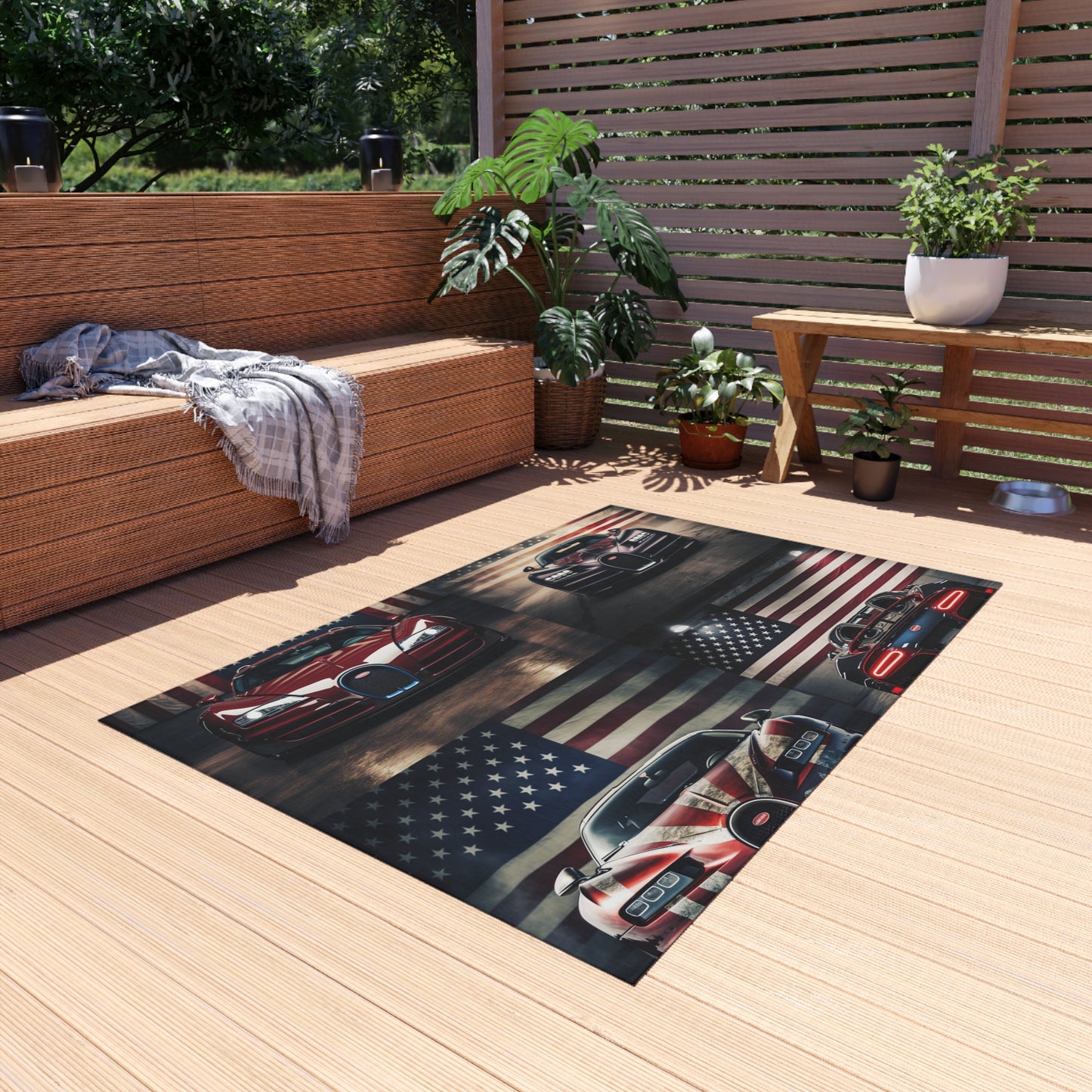 Outdoor Rug  American Flag Background Bugatti 5