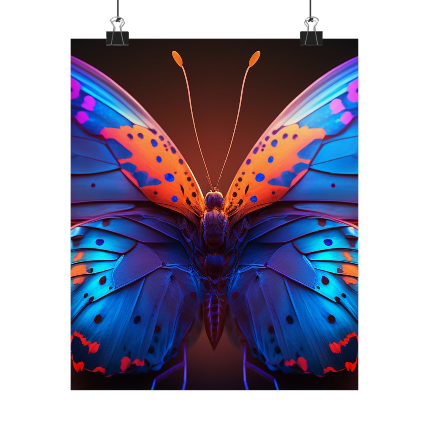 Premium Matte Vertical Posters Neon Butterfly Macro 3