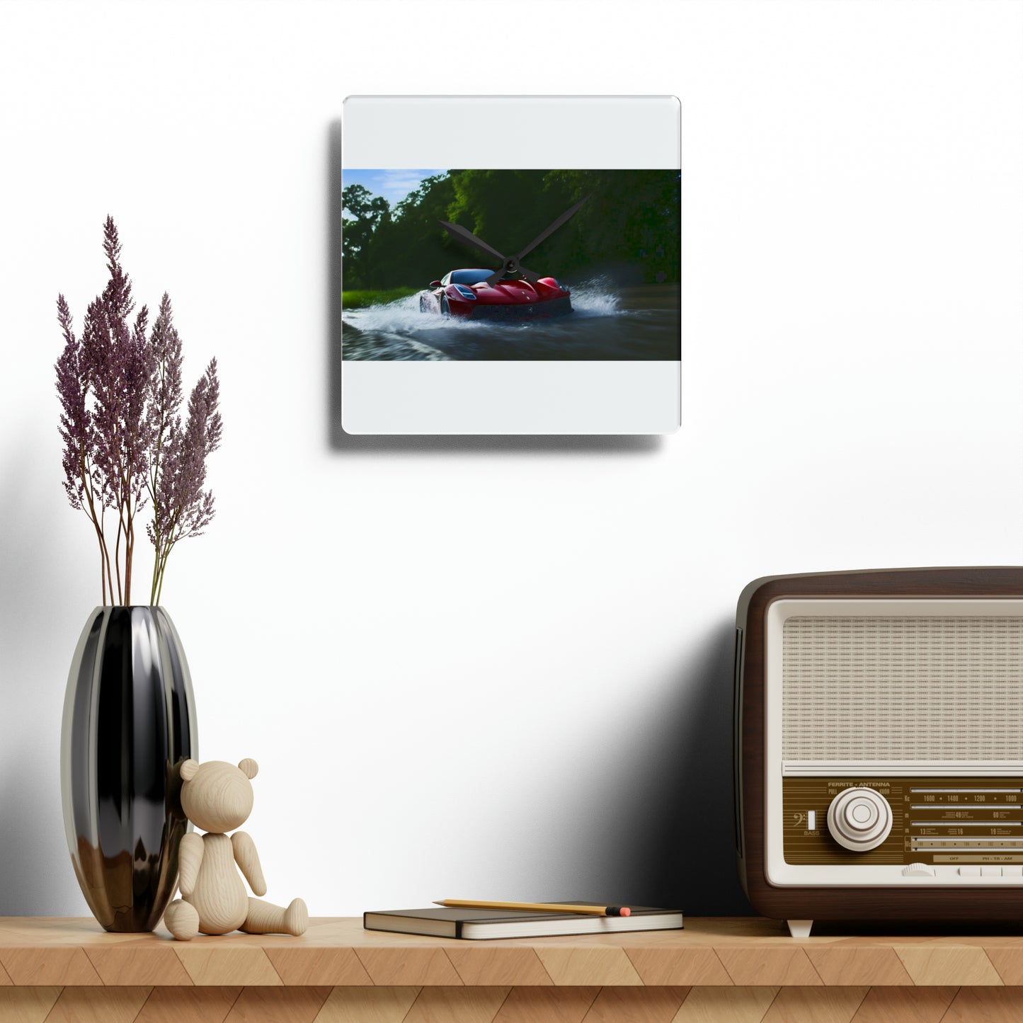 Acrylic Wall Clock Water Ferrari Splash 1