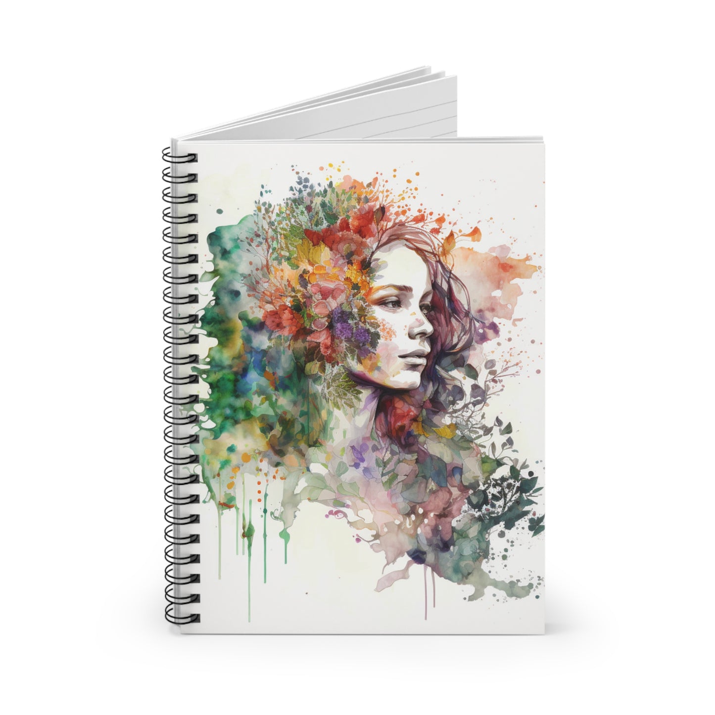 Spiral Notebook - Ruled Line Mother Nature Bright Spring Colors Realistic Watercolor 3