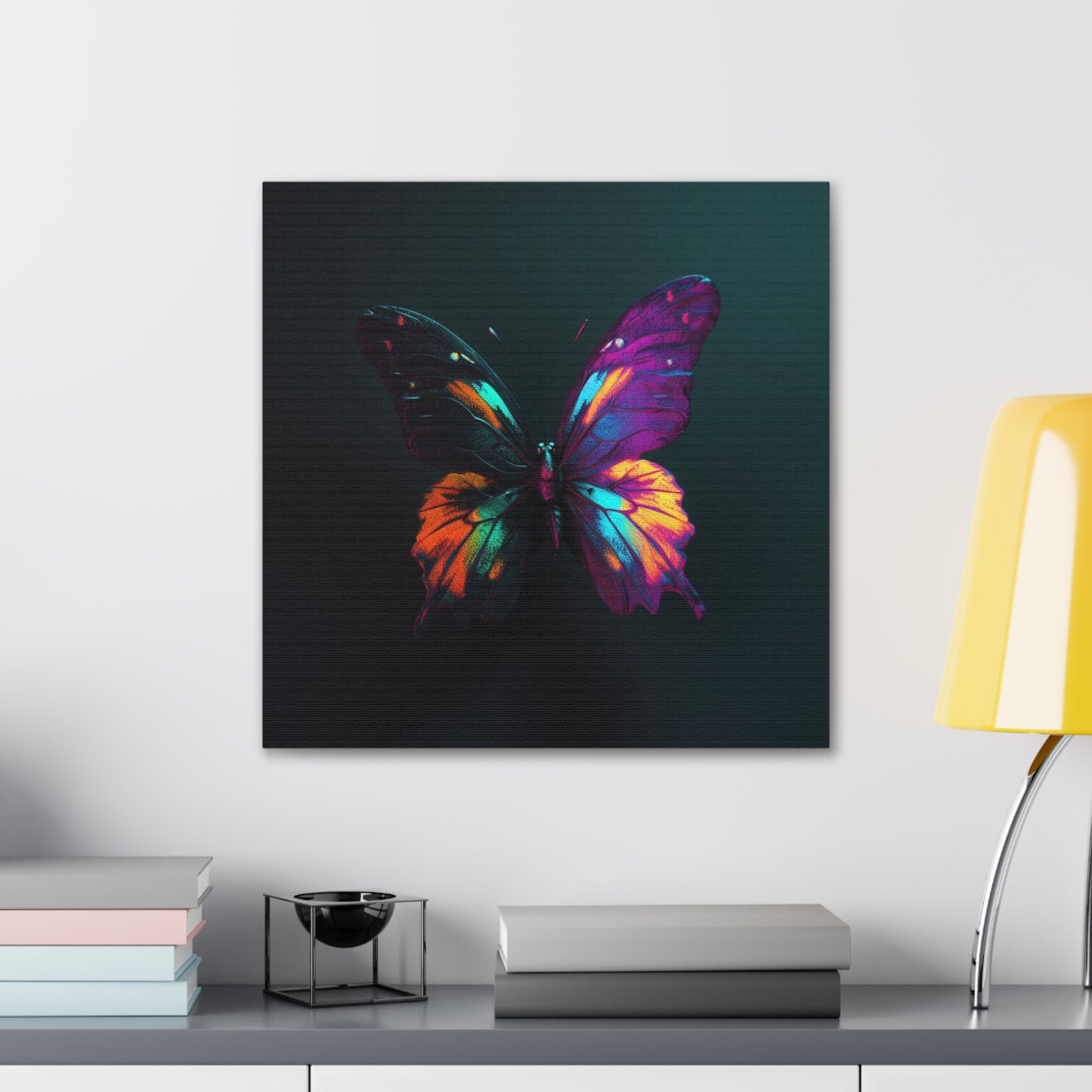 Canvas Gallery Wraps Hyper Colorful Butterfly Purple 3