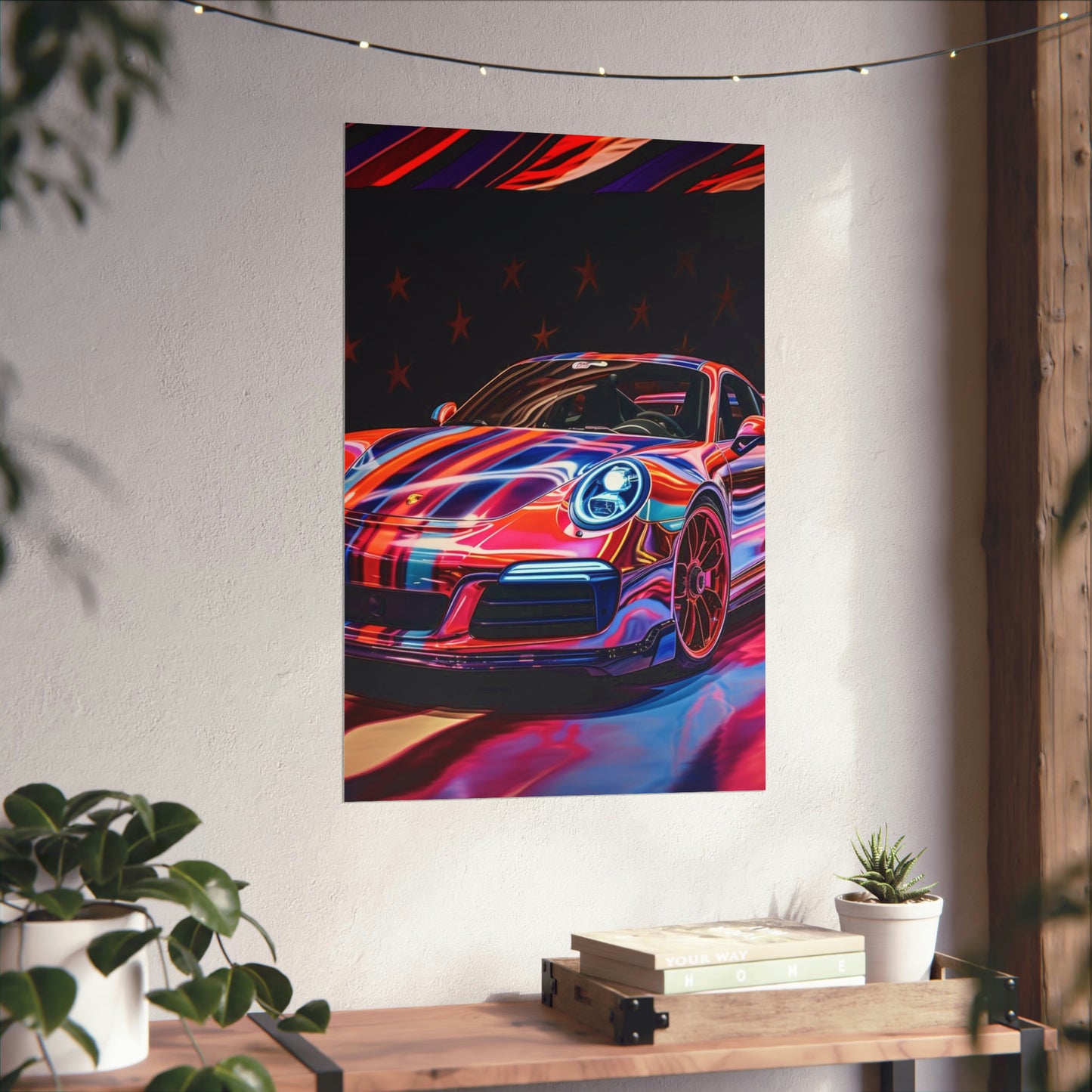 Premium Matte Vertical Posters American Flag Colored Porsche 4