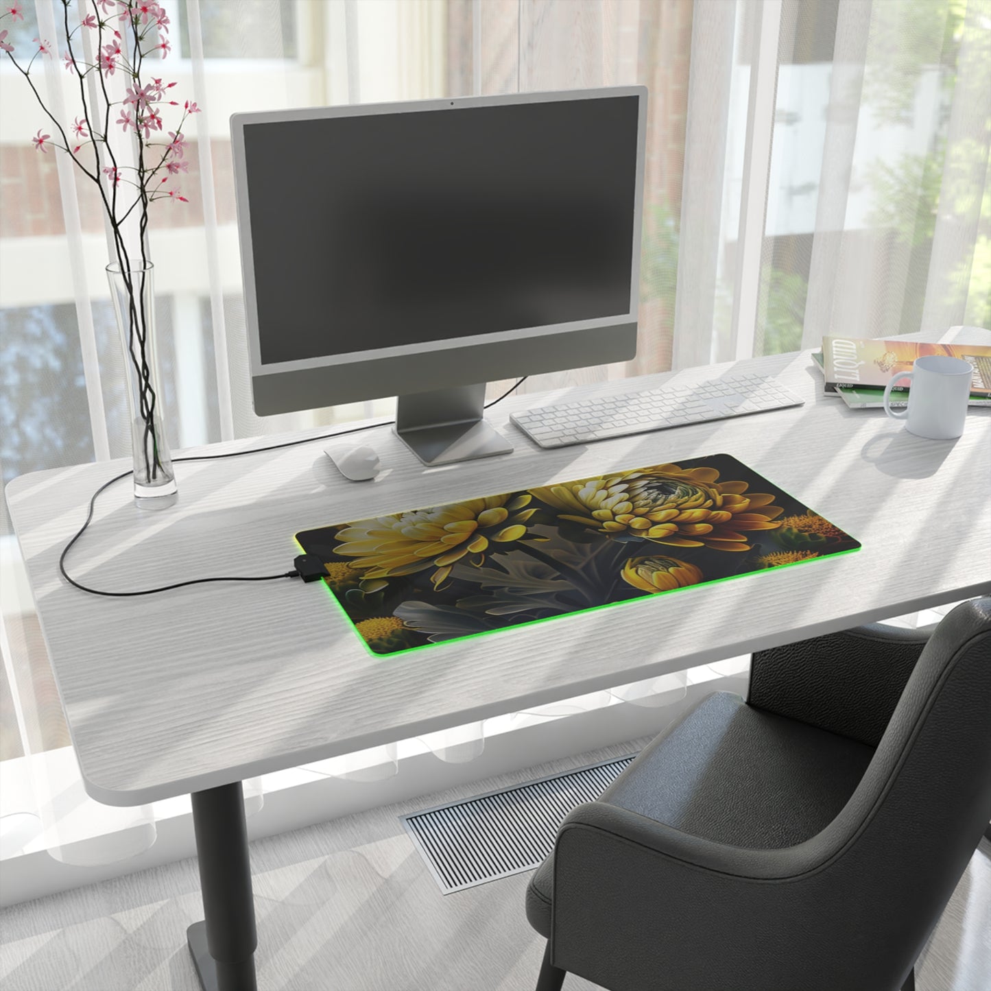 LED Gaming Mouse Pad Yellow Hermosas Flores Amarillas 2