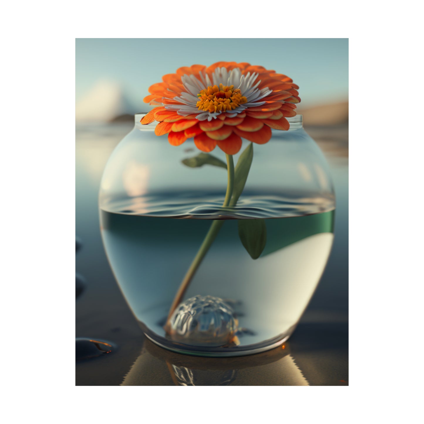 Premium Matte Vertical Posters Orange Zinnia 3