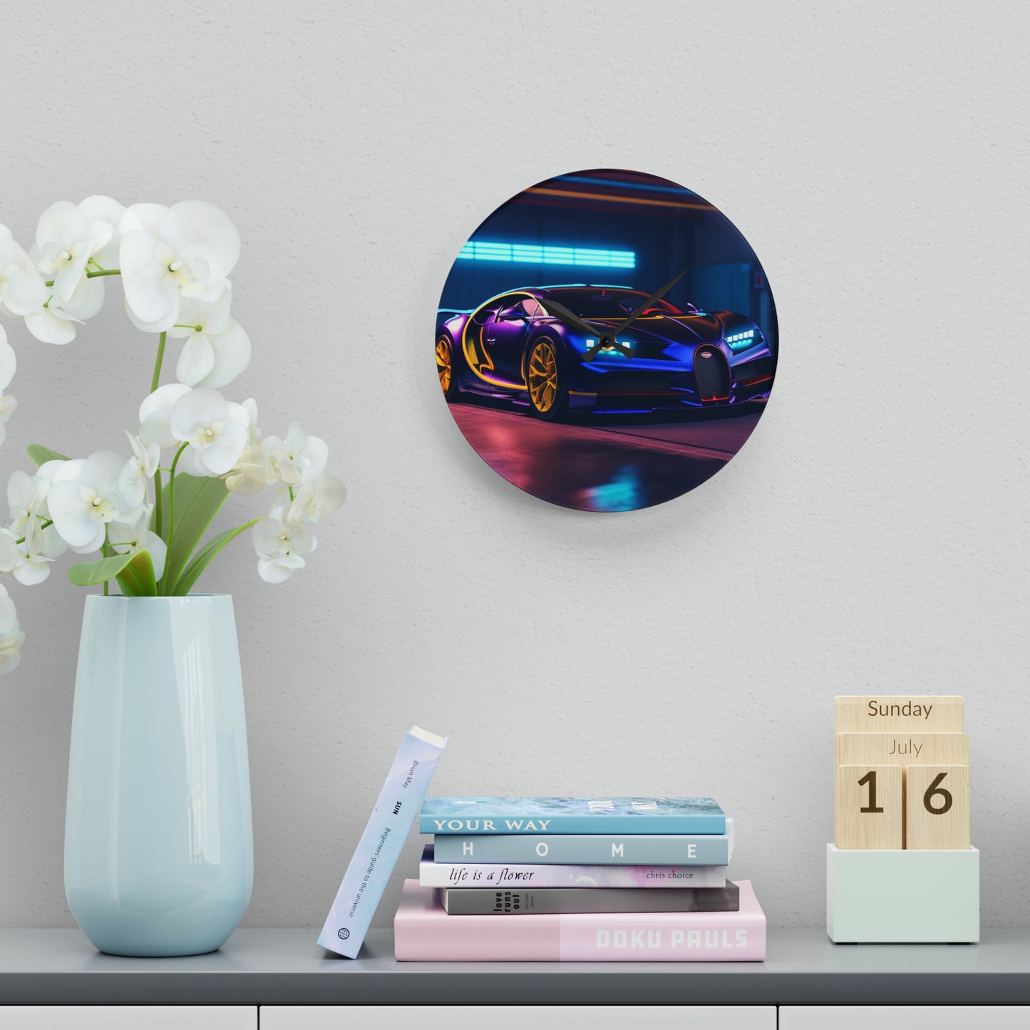 Acrylic Wall Clock Hyper Bugatti Neon Chiron 4