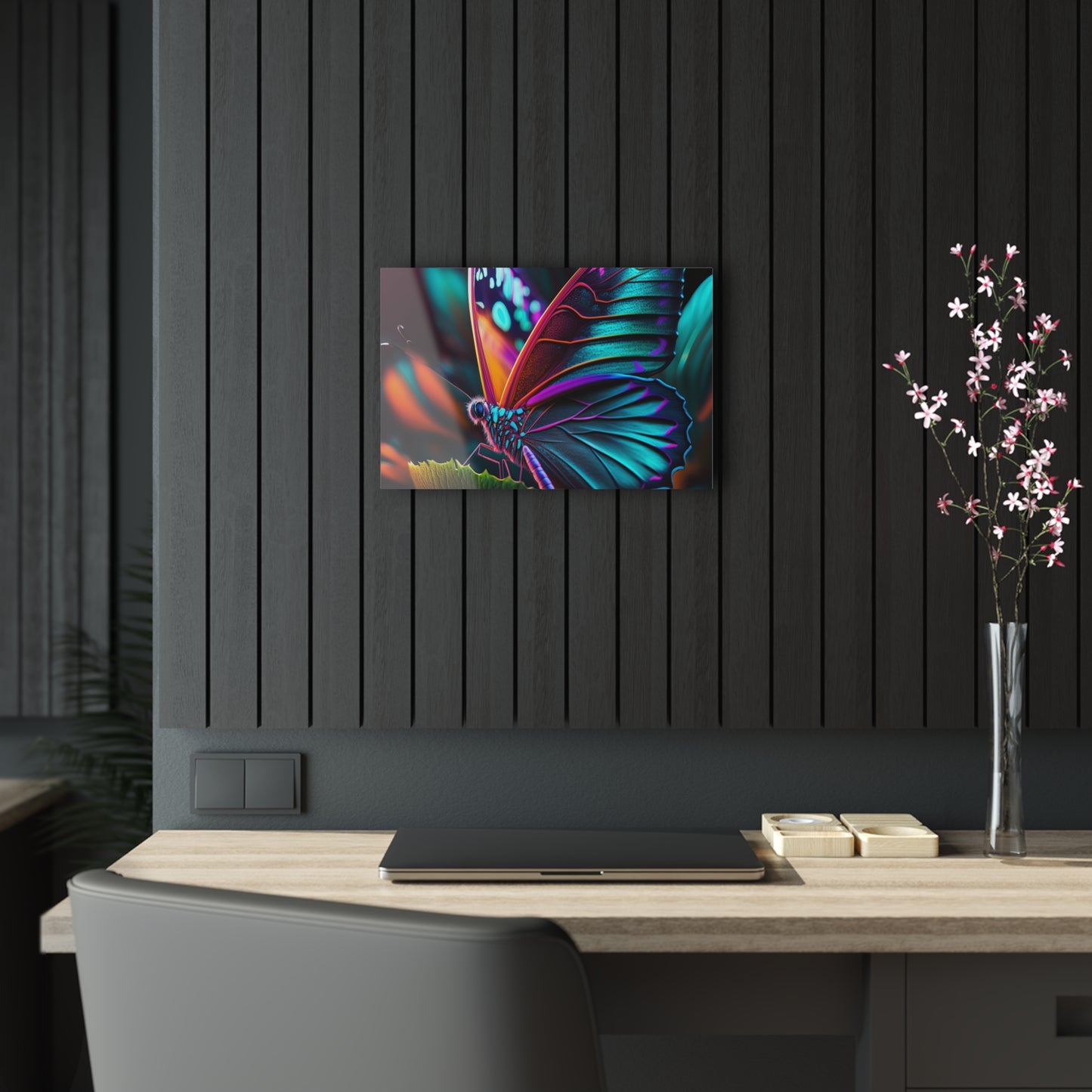 Acrylic Prints Neon Butterfly Macro 1