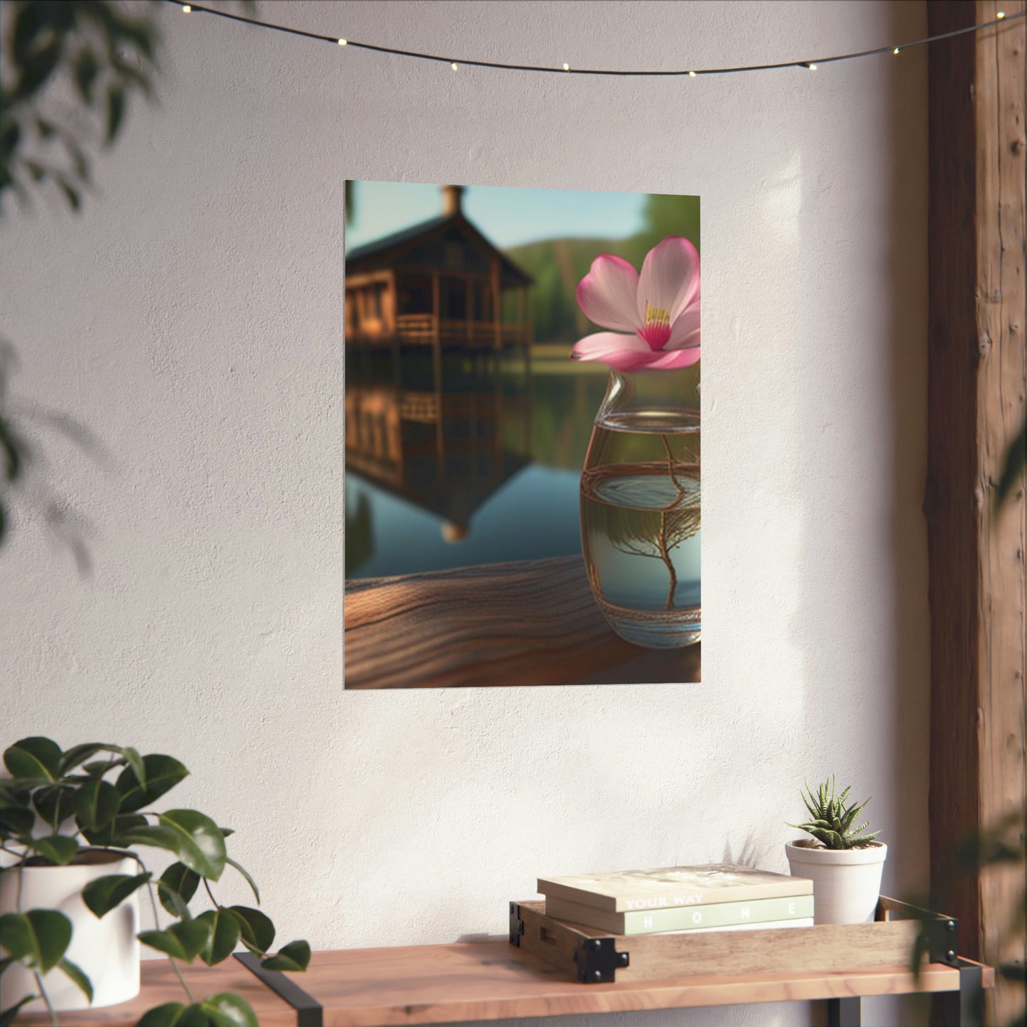 Premium Matte Vertical Posters Magnolia in a Glass vase 1