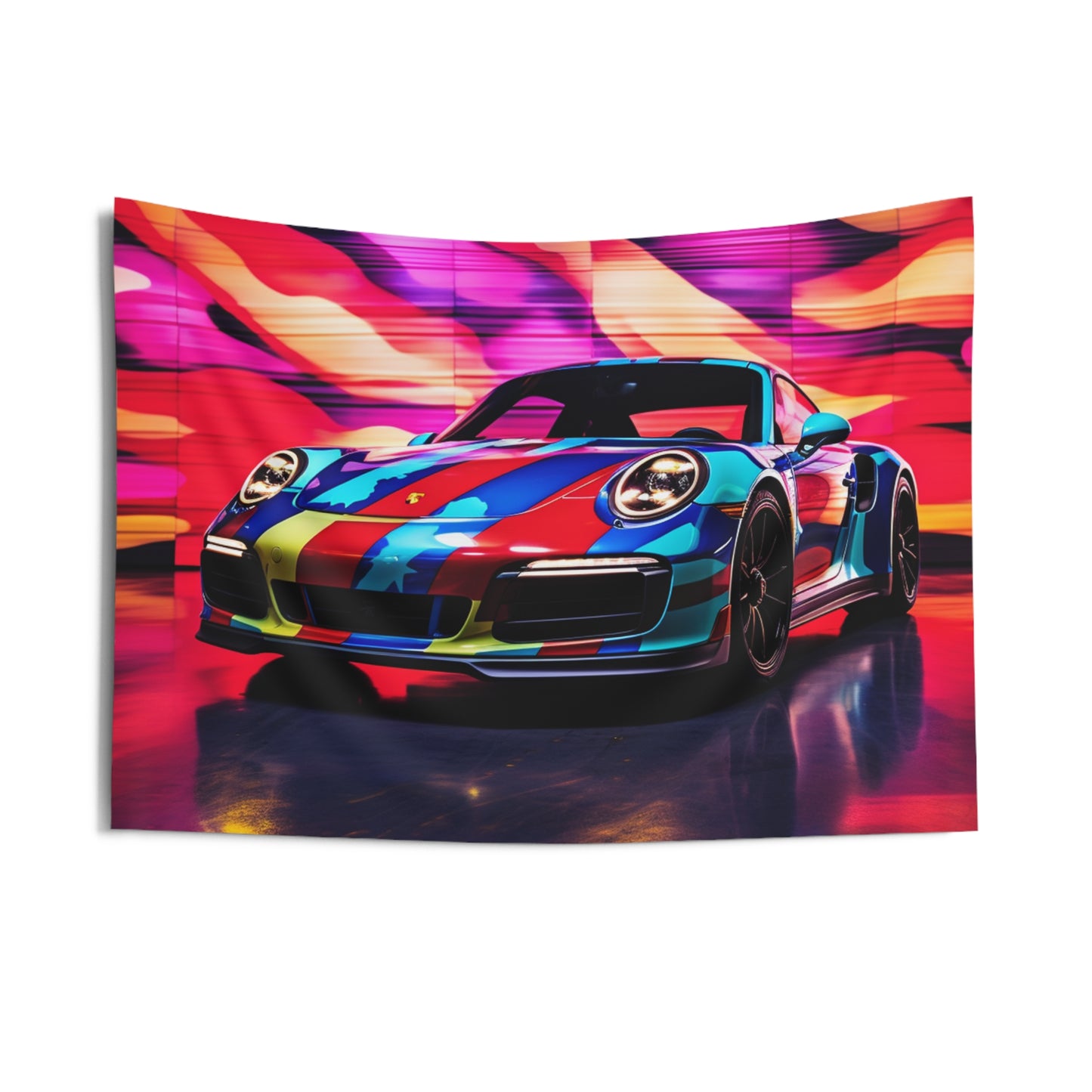 Indoor Wall Tapestries Macro American Flag Porsche 1