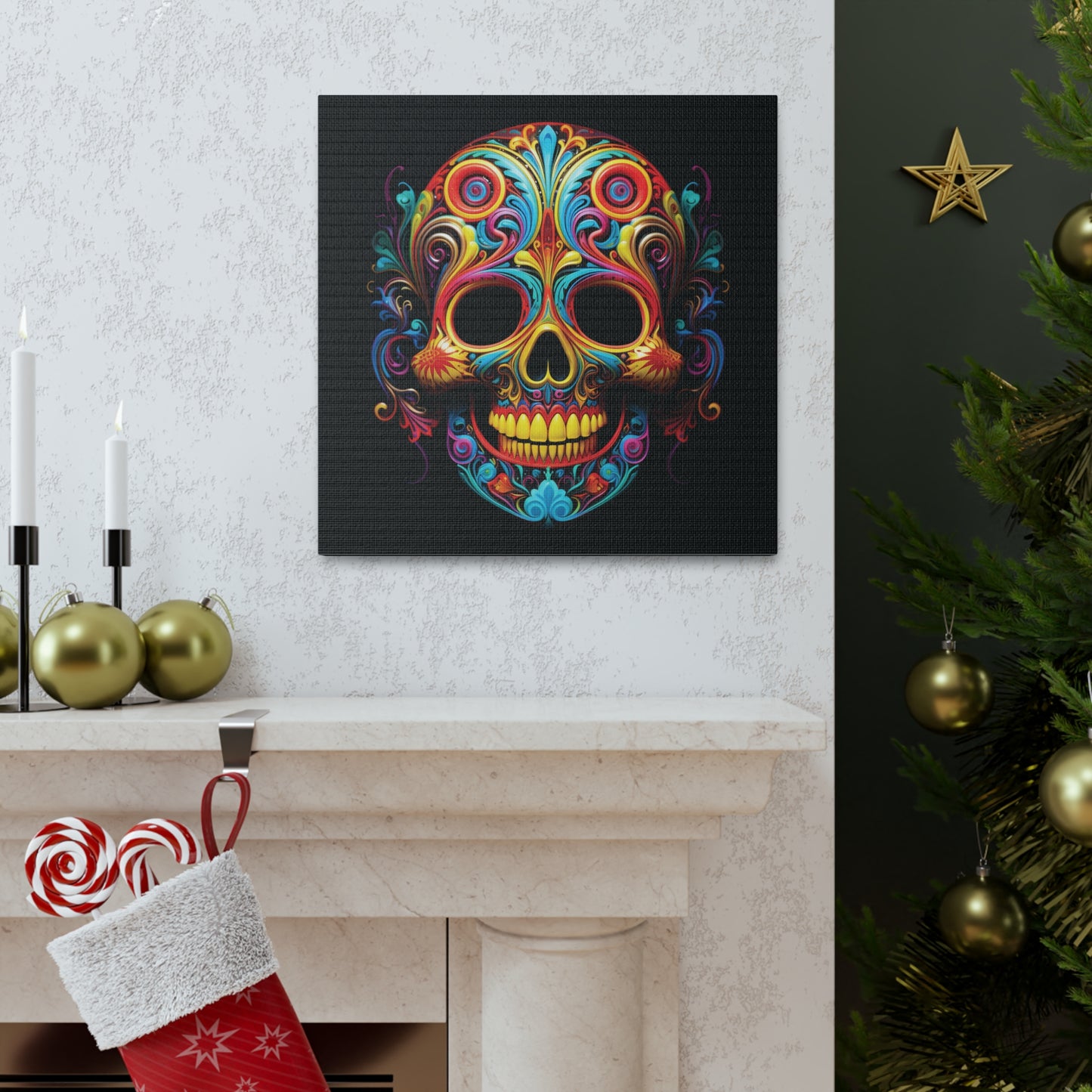 Canvas Gallery Wraps Macro Skull Color 1