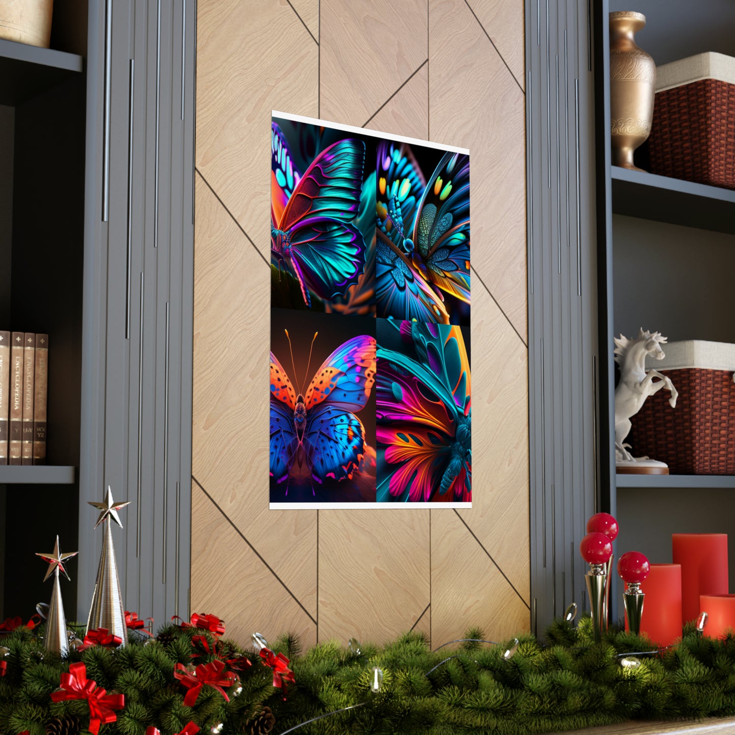 Premium Matte Vertical Posters Neon Butterfly Macro 5