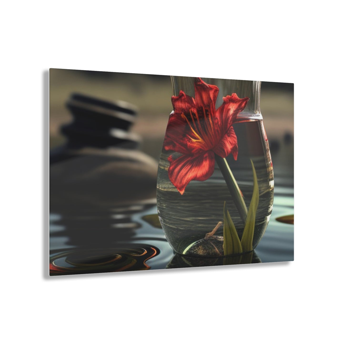 Acrylic Prints Red Lily in a Glass vase 4