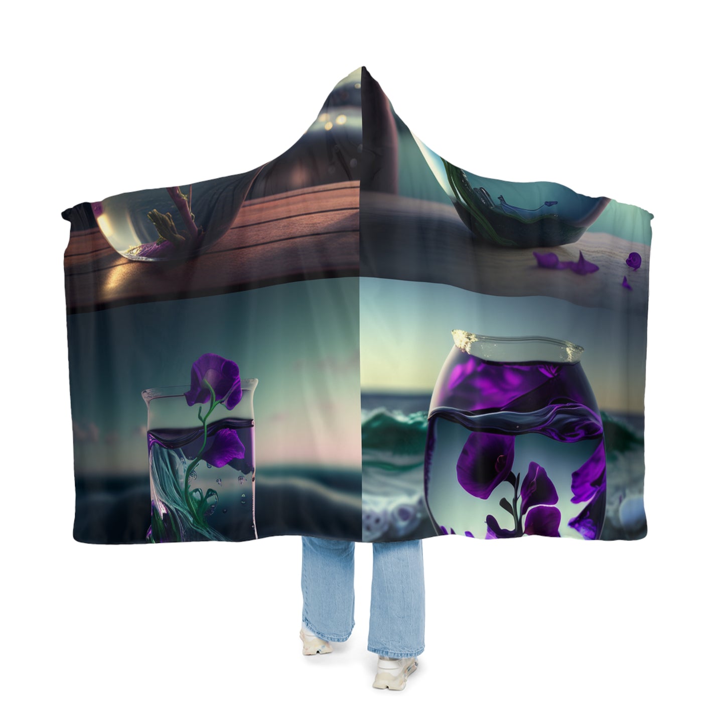 Snuggle Hooded Blanket Purple Sweet pea in a vase 5